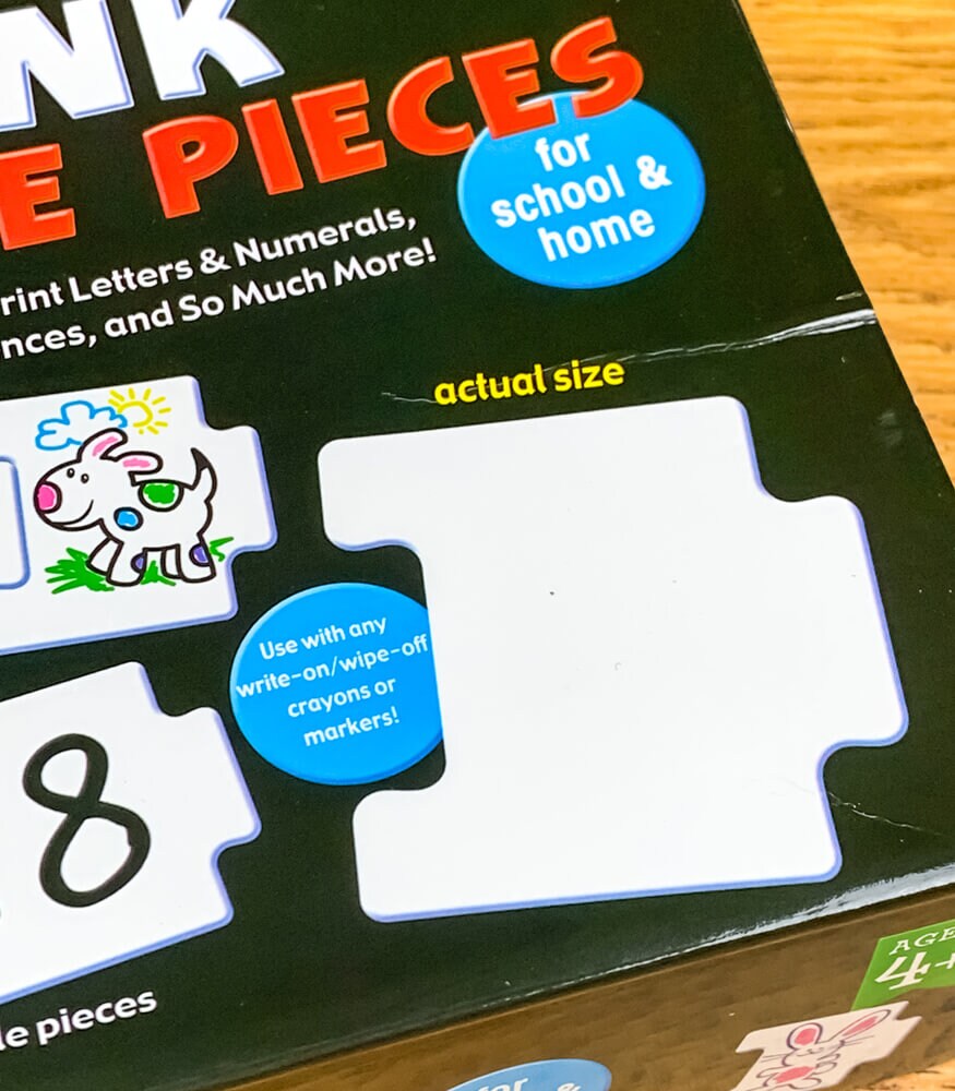 Key Education Blank Puzzle Set, 52 Dry Erase Pieces for Drawing, Counting, Writing Practice, and More, Write On Wipe Off Manipulatives for Kids Ages 4+