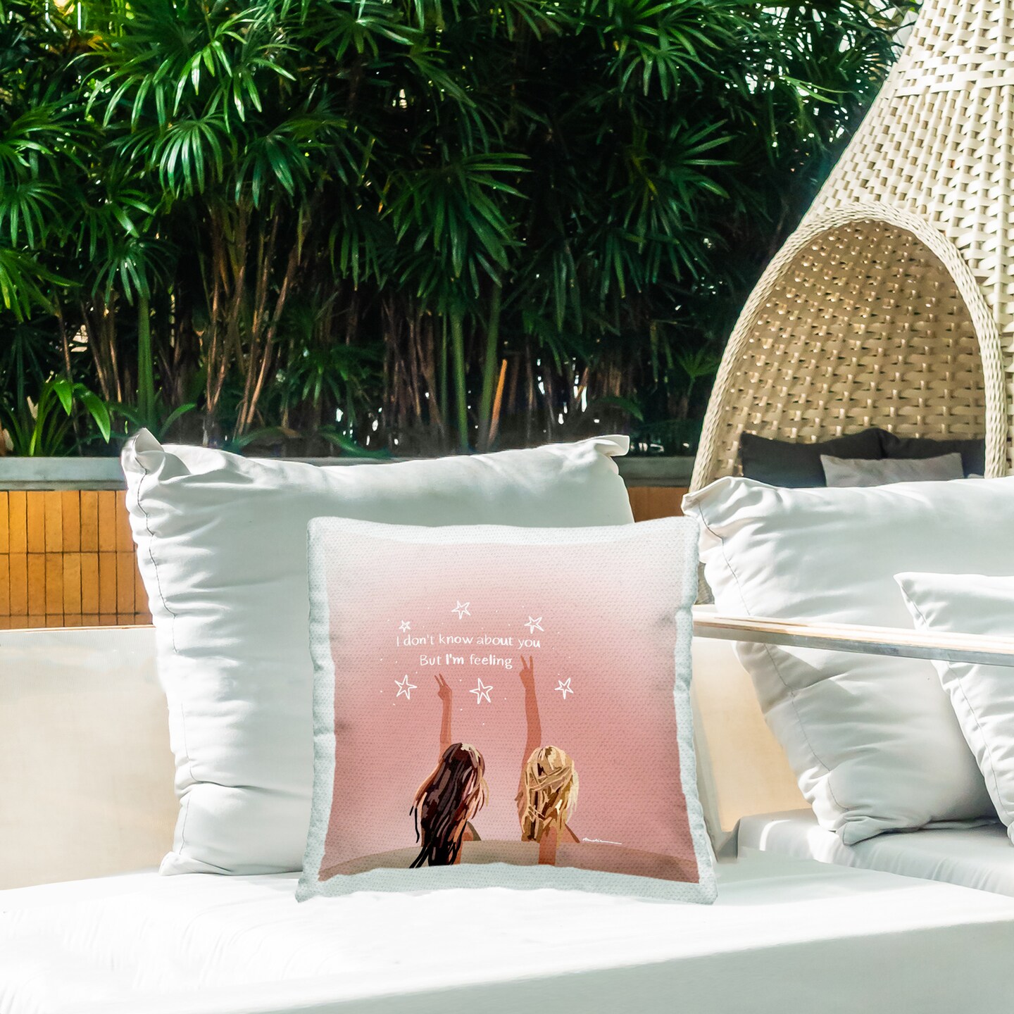 Feeling 22 Lyrics Outdoor Printed Pillow Design by Amelia Noyes, 18 x 7 x 18