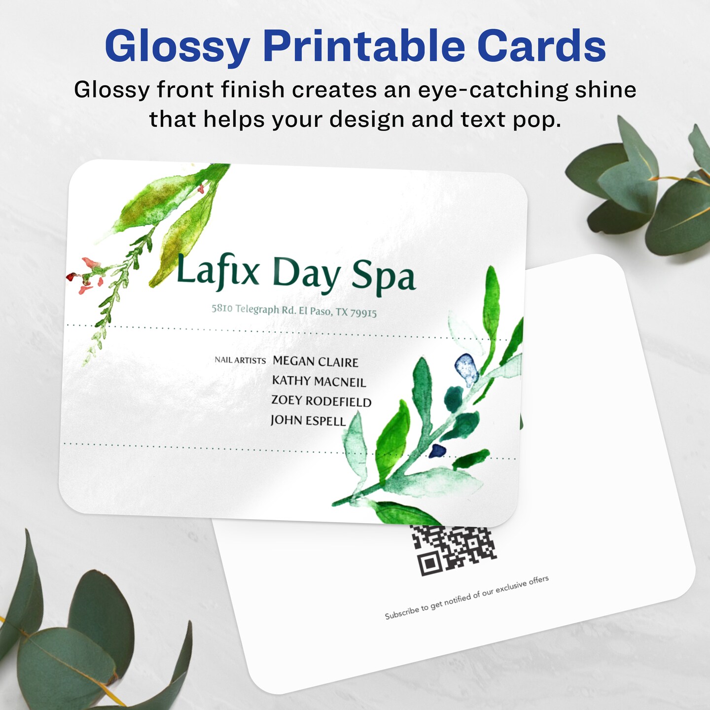 Avery 4-1/4&#x22; x 5-1/2&#x22; Rectangle Rounded Corner, Glossy White Postcards