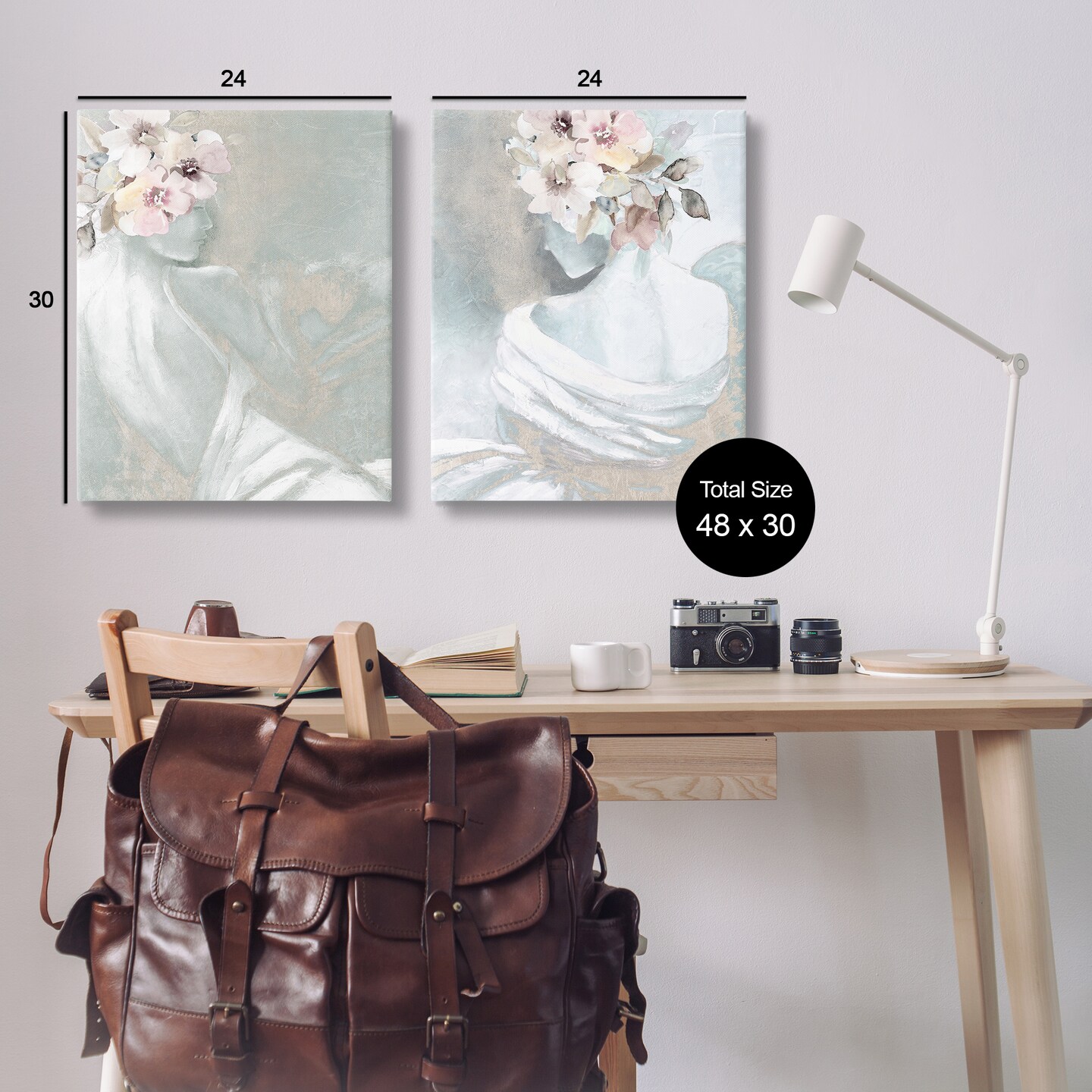 Stupell Industries Female Figure Floral Pose 2 pc Canvas Wall Art Set Design by Carol Robinson