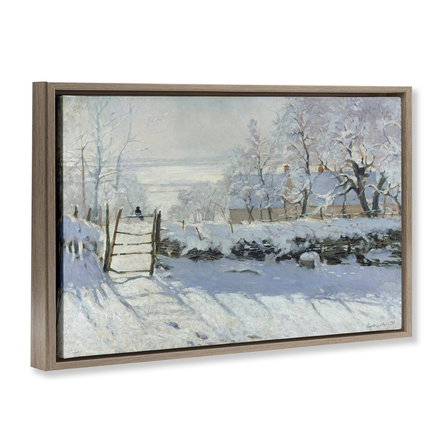 Stupell Industries Classic Monet The Magpie Framed Floater Canvas Wall Art Design by one1000paintings