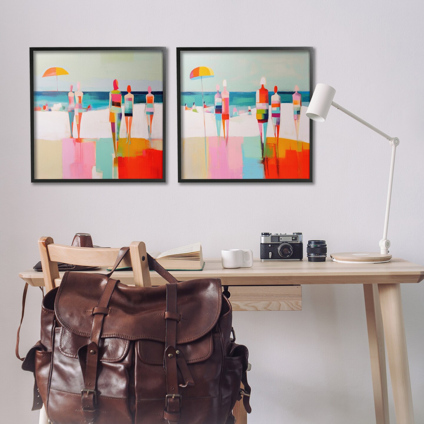 Stupell Industries Abstract Beach Goers  2 pc Framed Giclee Wall Art Set Design by Irena Orlov