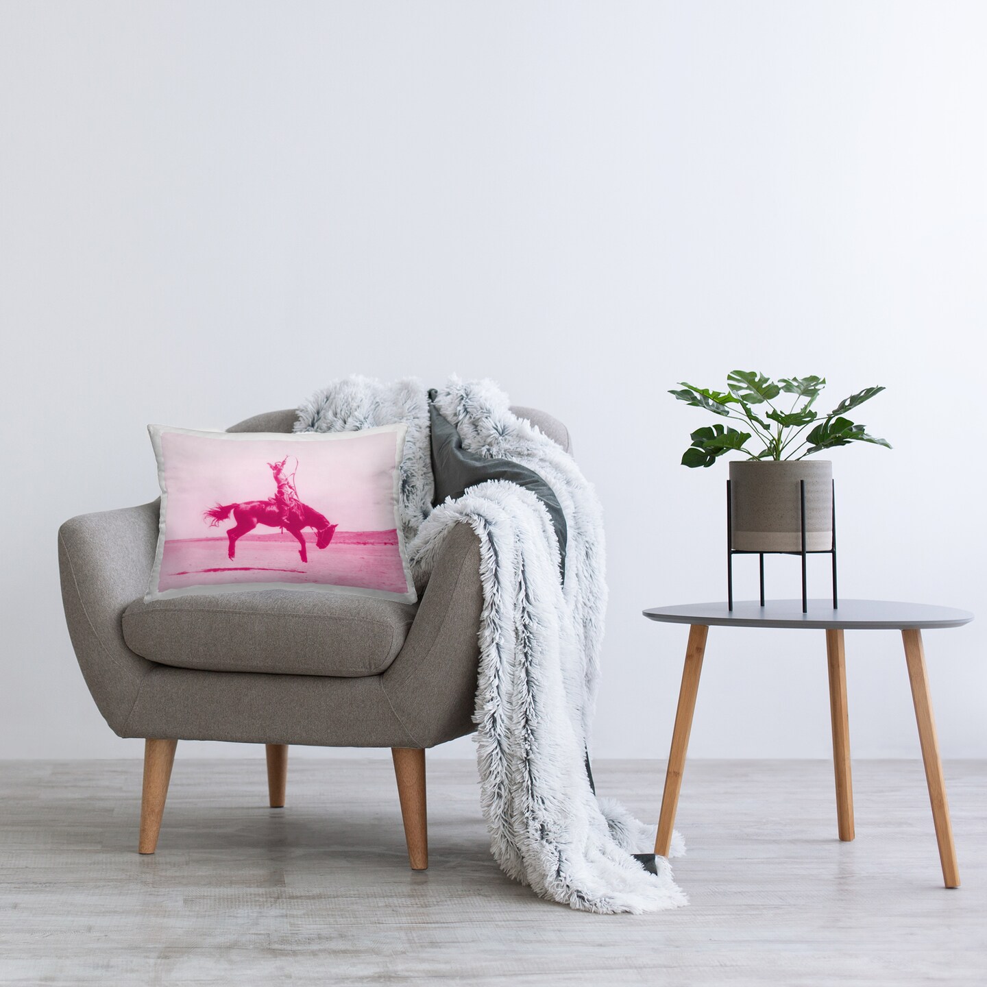 Pink Galloping Cowgirl Decorative Printed Throw Pillow Design by Daphne Polselli, 14 x 7 x 20