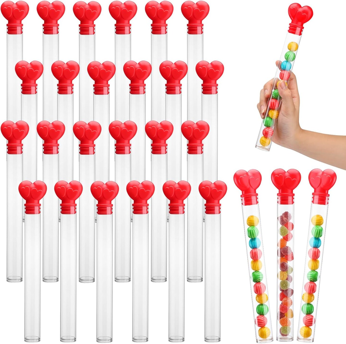 Northlight Heart-Shape Valentine&#x27;s Day Candy Tubes - Red - Set of 24