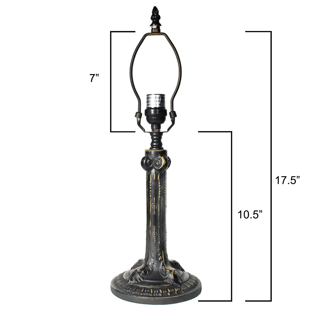Gothic Metal Lamp Base, Antique Bronze Finish With Gold Highlights, Nicely Weighted, 17-1/2&#x22; Tall