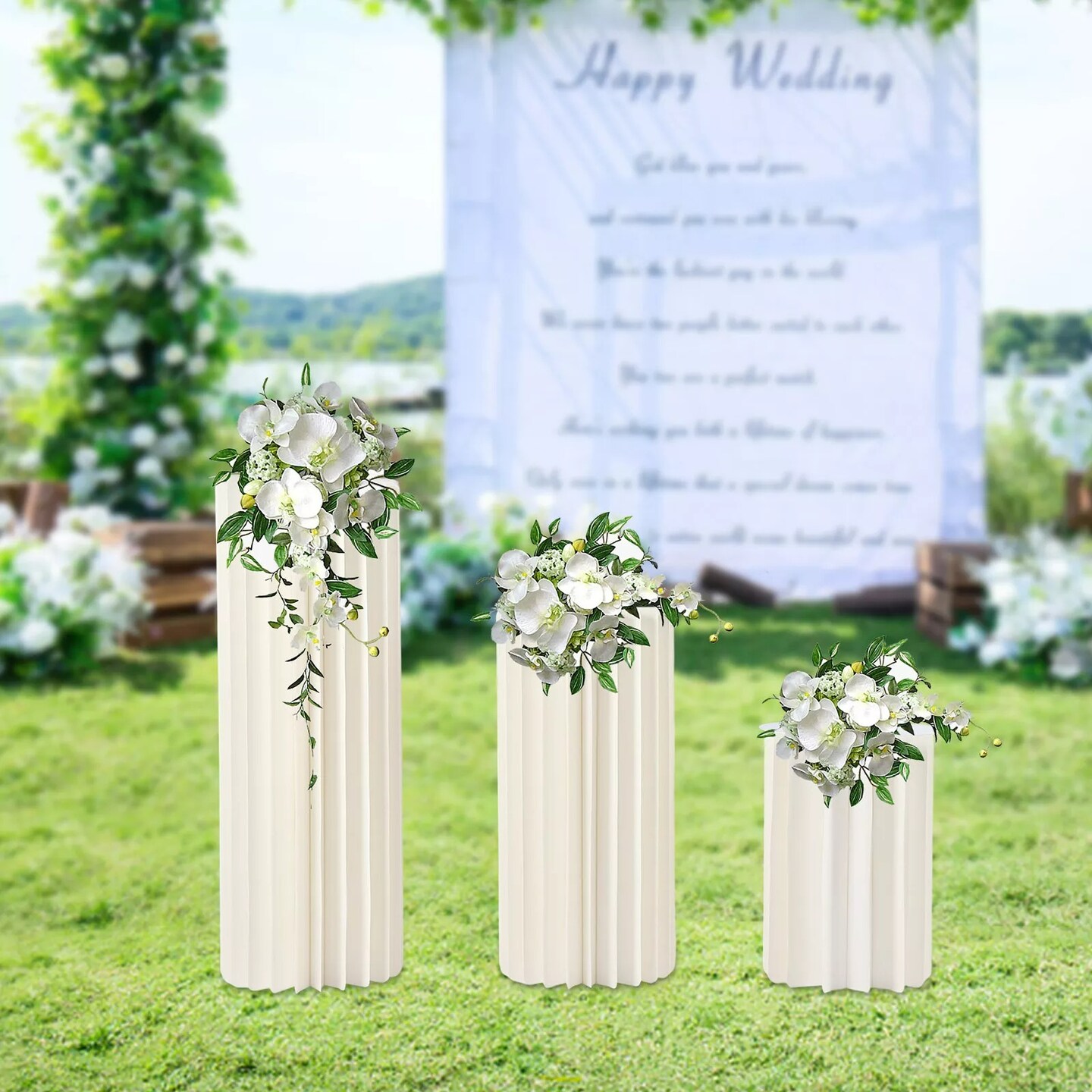 Foldable Centerpieces Cardboard Vase 3pcs Cylinder Flower Vase Stand Centerpiece