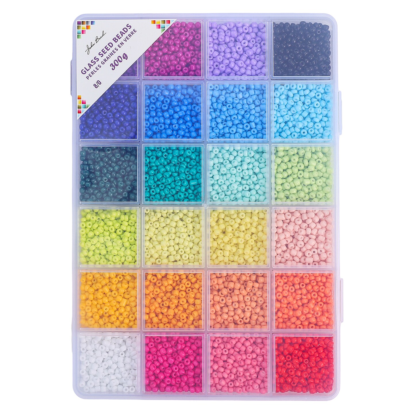 John Bead 12500pcs Assorted 24 Colors Glass Seed Beads 8/0 Jewelry Making Bead Box