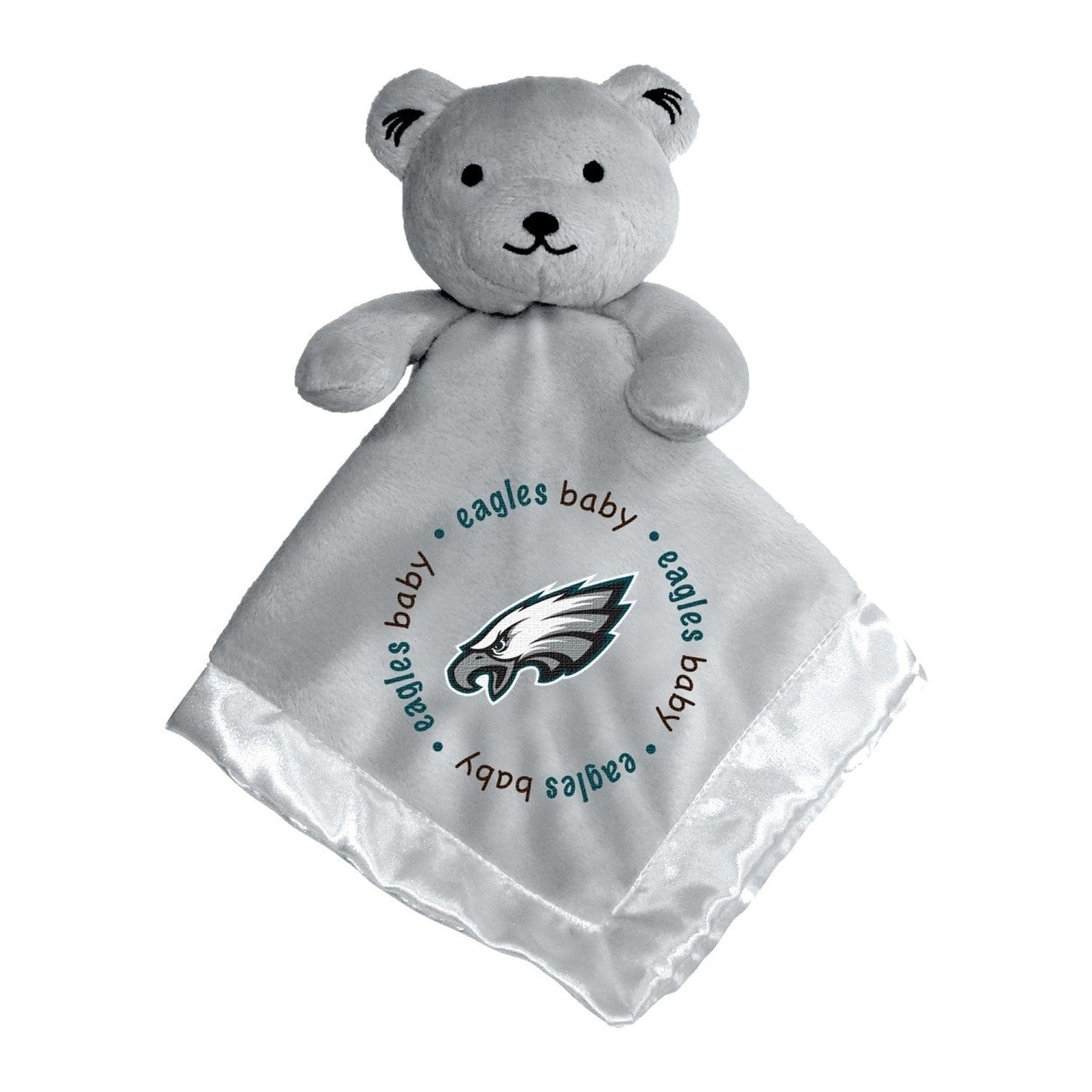 Philadelphia Eagles Security Bear Gray Soft Plush 14X14 Baby Blanket Buddy