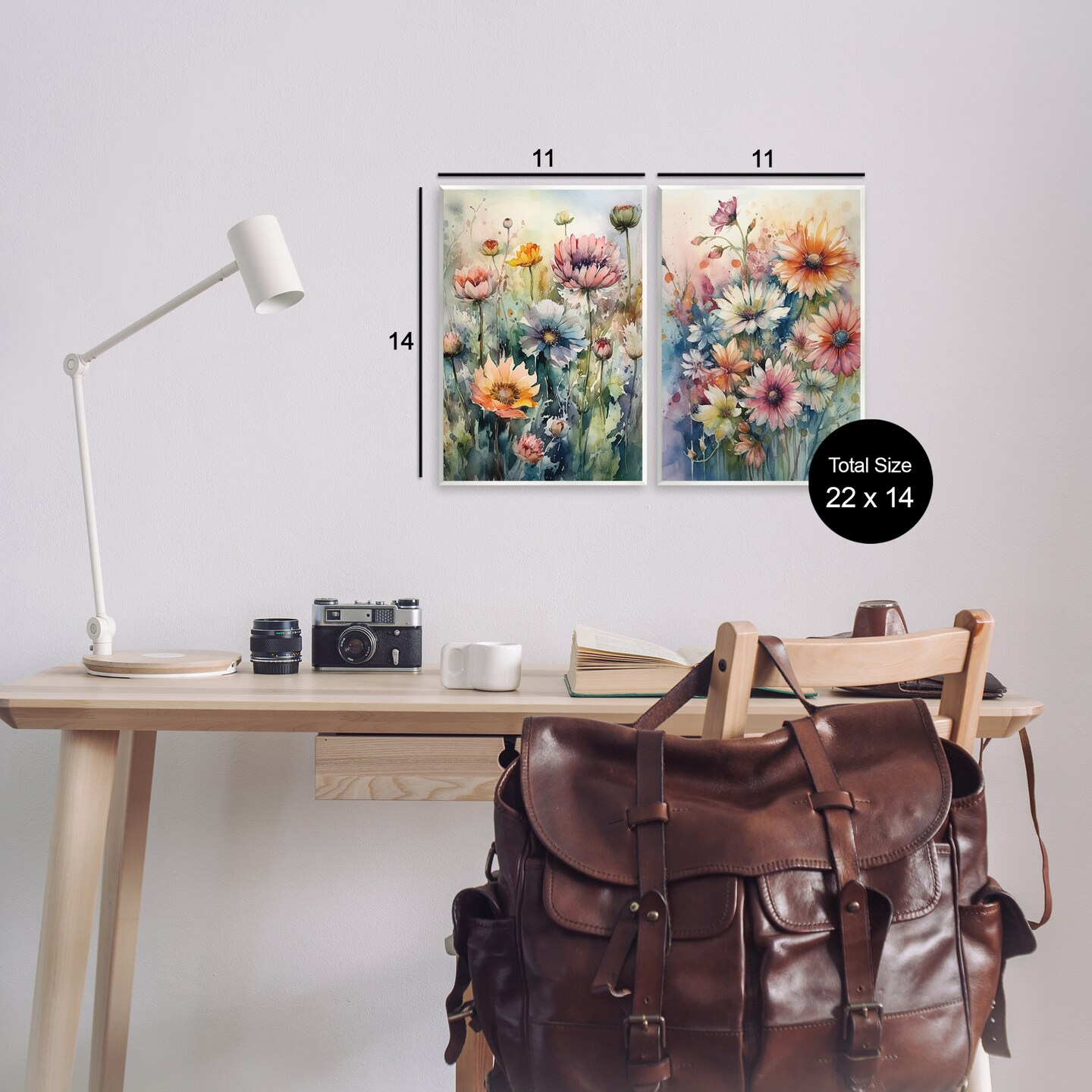 Stupell Industries Watercolor Daisy Field Flowers 2 pc Wall Plaque Art Set Design by Ryley Gray
