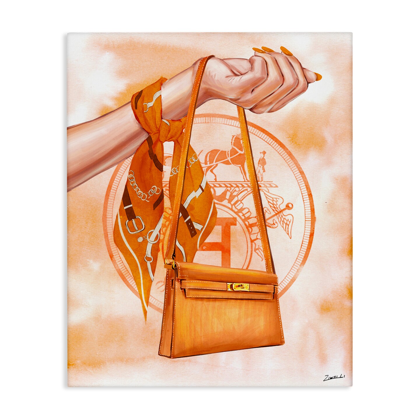 Stupell Industries Holding Orange Handbag Canvas Wall Art Design by Ziwei Li