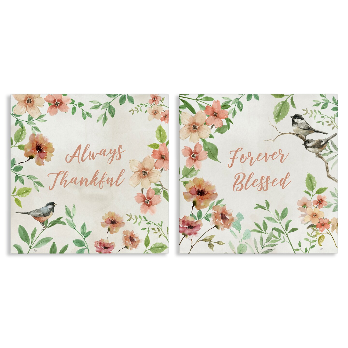 Stupell Industries Always Forever Bird 2 pc Canvas Wall Art Set Design by Nan