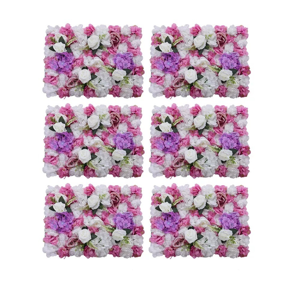 6 PCS Artificial Hydrangea Flower Panel Wedding Party Background Wall 60cm*40cm