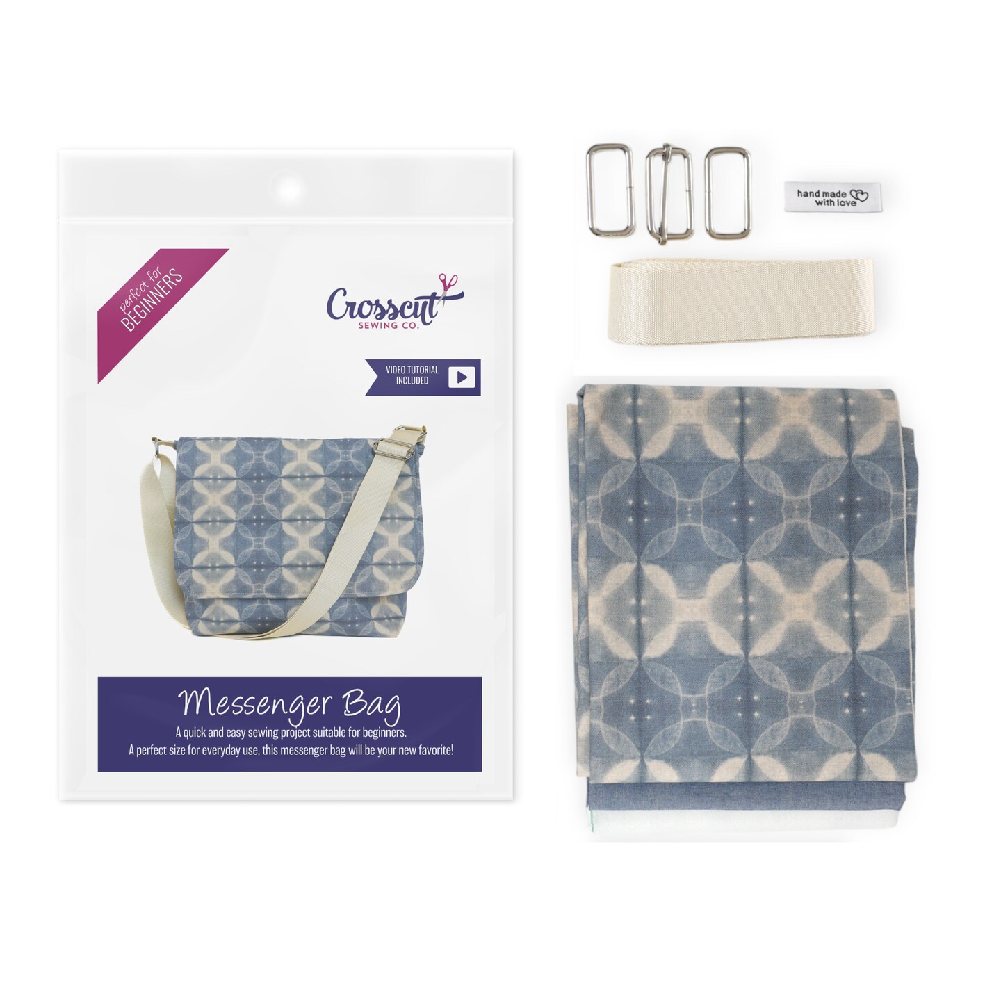 Crosscut Sewing Co.® Messenger Bag Sewing Project Kit for Beginners