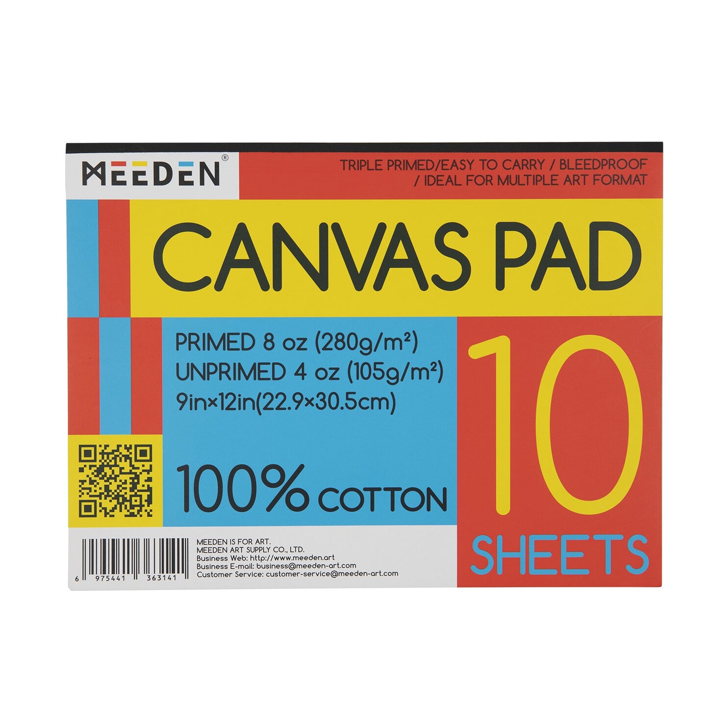 MEEDEN Canvas Paper Pad 9x12'': 20 Sheets 8 Ounce Triple Primed 100% Cotton Acid-Free - Canvas Paper for Oil and Acrylic Painting
