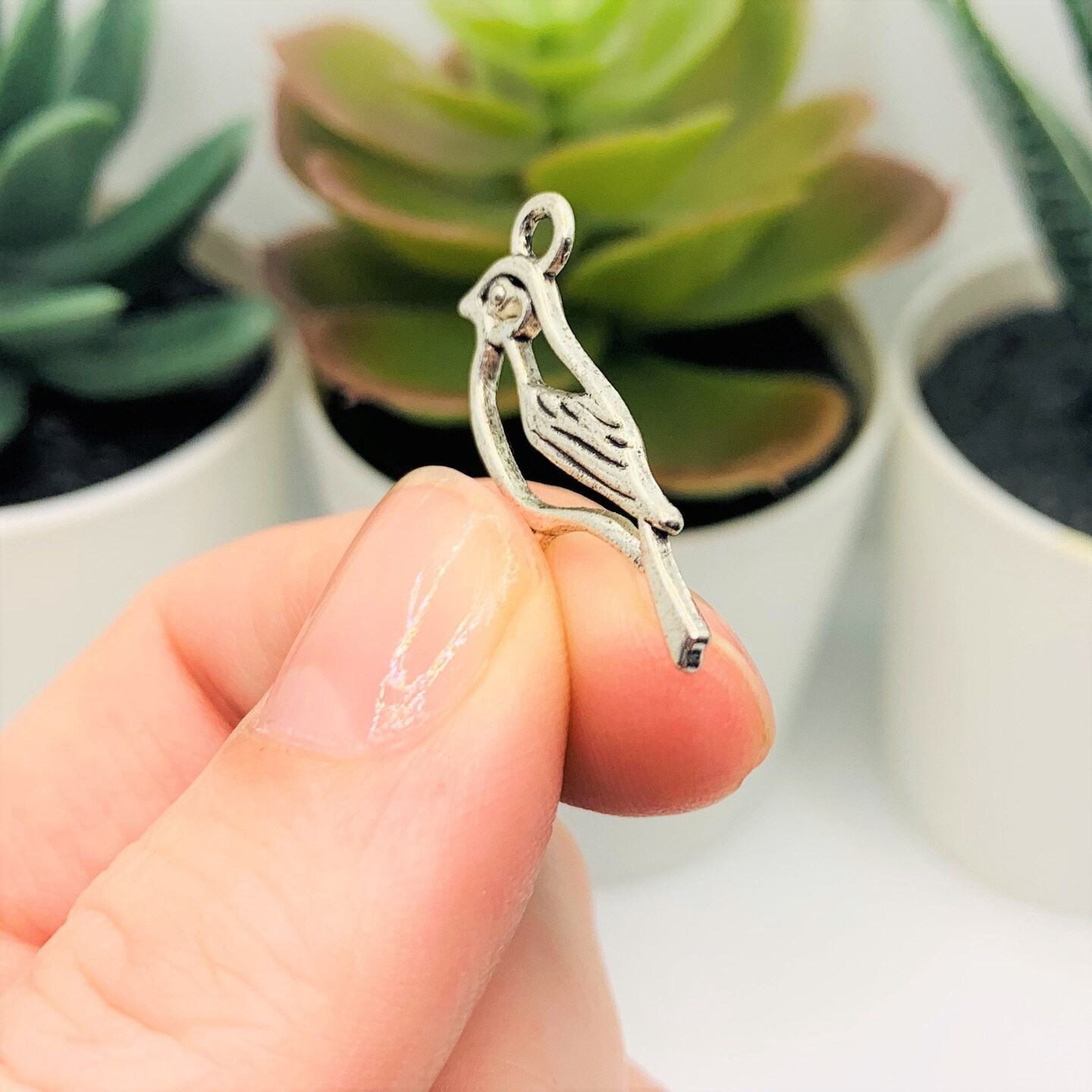 4, 20 or 50 Pieces: Silver Robin Bird Charms