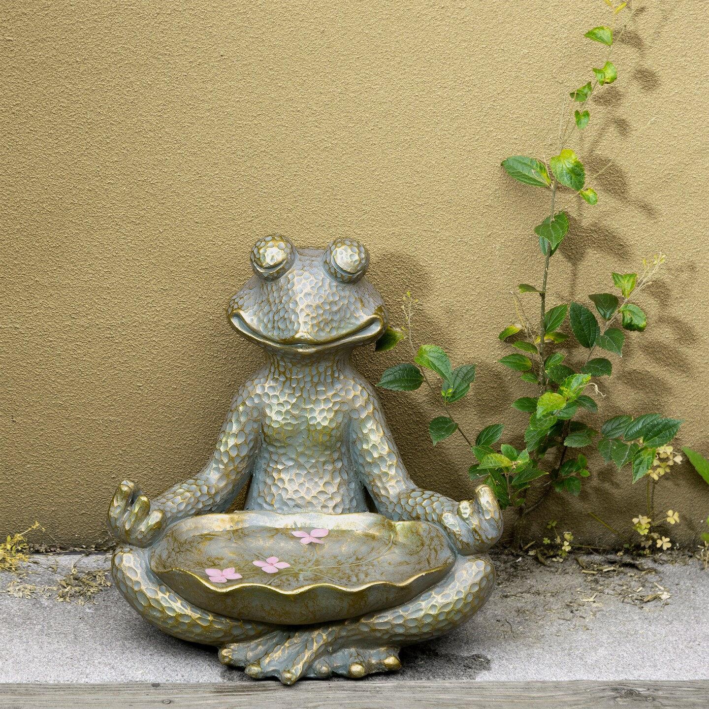 14.25&#x22;H Bronze MGO Yoga Frog Statue