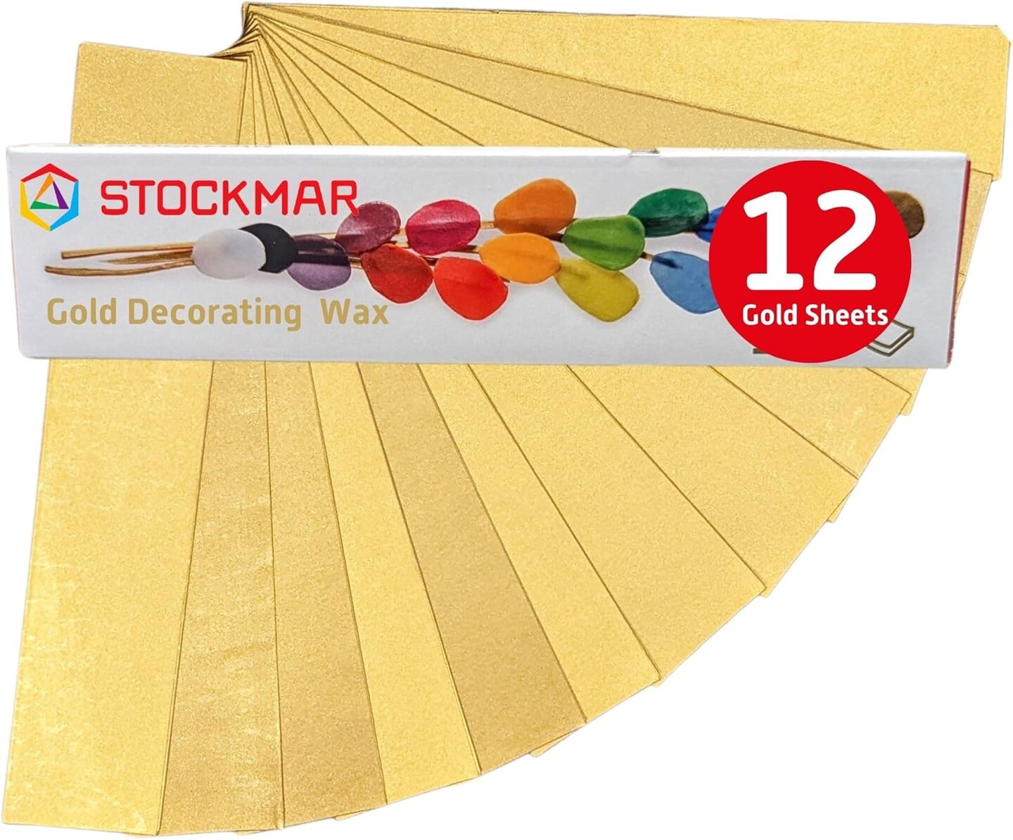 Stockmar Decorating Beeswax Narrow Sheets - Gold, Box of 12 Sheets of Modeling Beeswax for Candle Making Kit, DIY Crafts for Adults, Stocking Stuffers for Kids, Teens at Home Or School