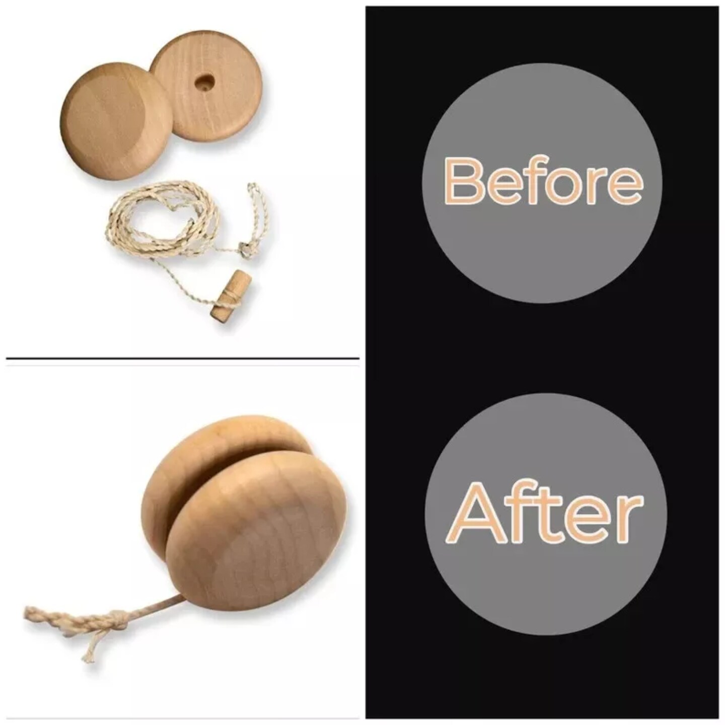 Kitcheniva 10 Pcs Unfinished Wooden Paintable Yo-Yo Classic Kids Toys Party