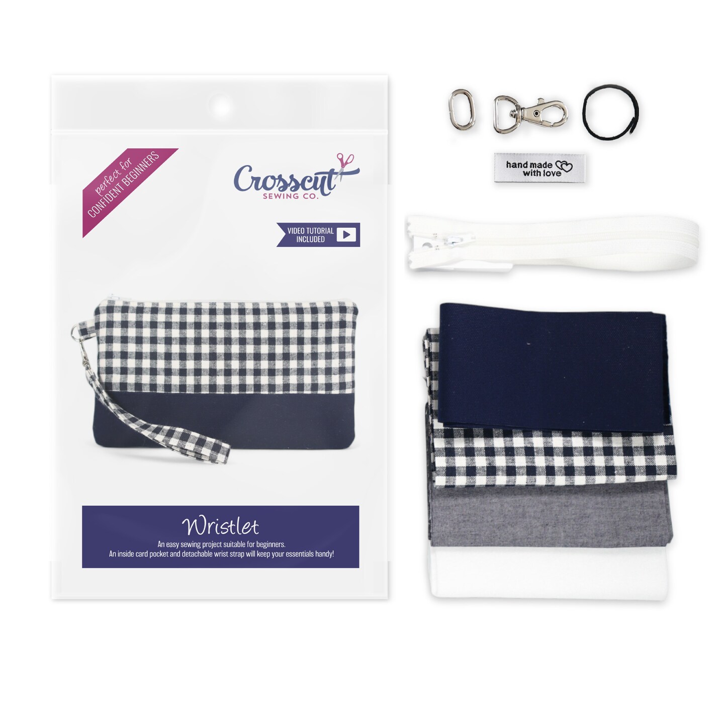 Crosscut Sewing Co.&#xAE; Wristlet Sewing Kit - Beginner Sewing Project Kit
