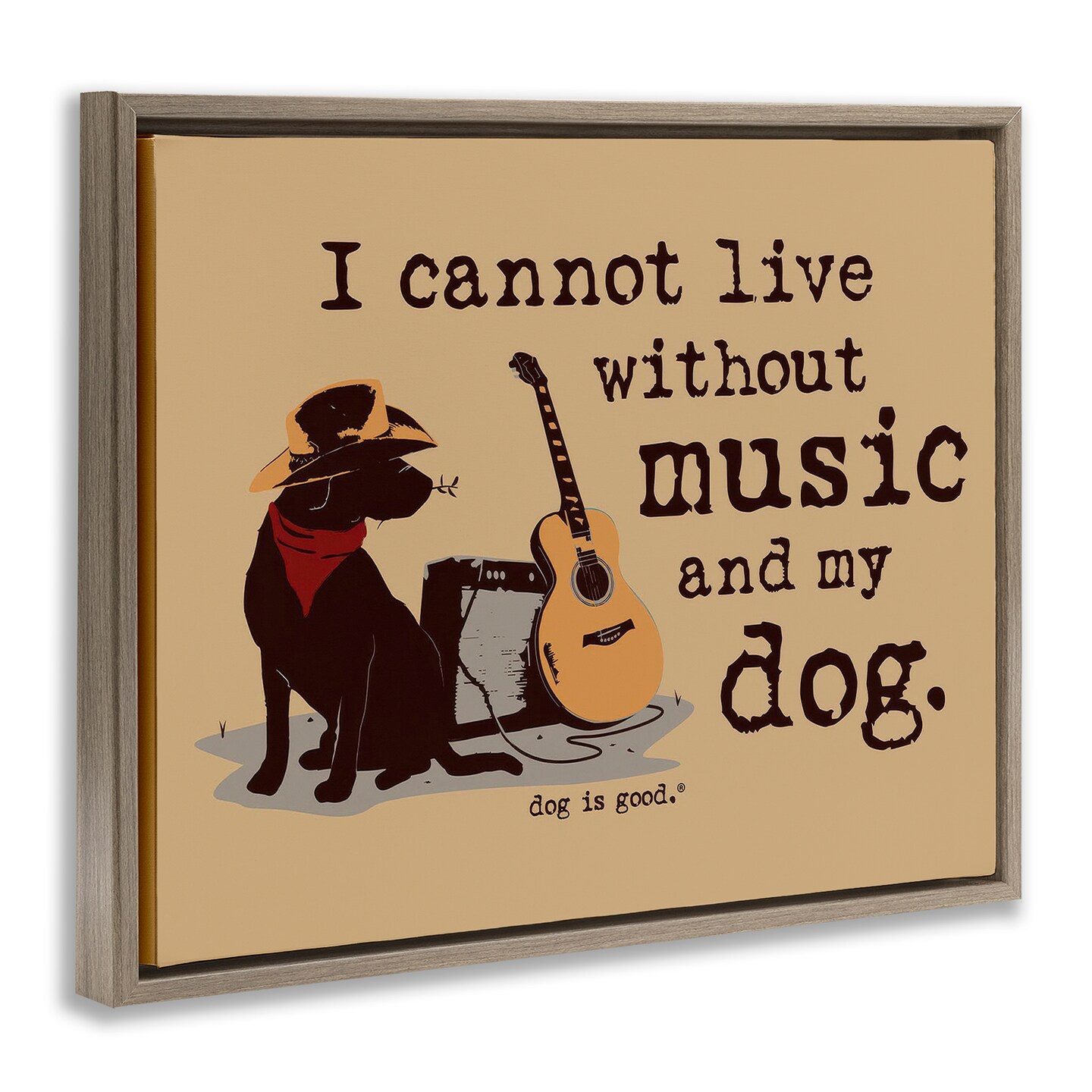 Stupell Industries Music My Dog Framed Floater Canvas Wall Art
