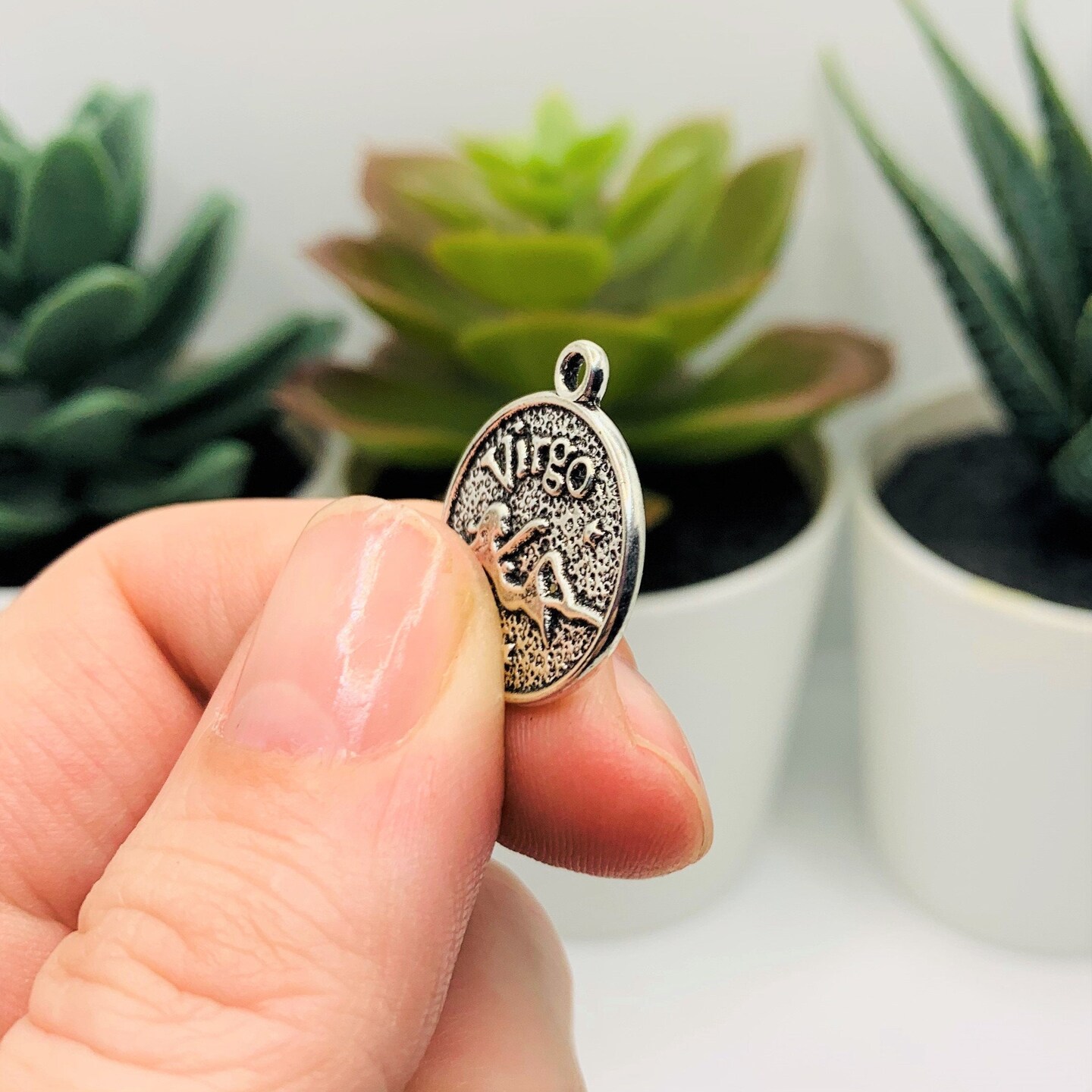 1, 4 or 20 Pieces: Silver Virgo Zodiac/Astrology Coin Charms, Double Sided