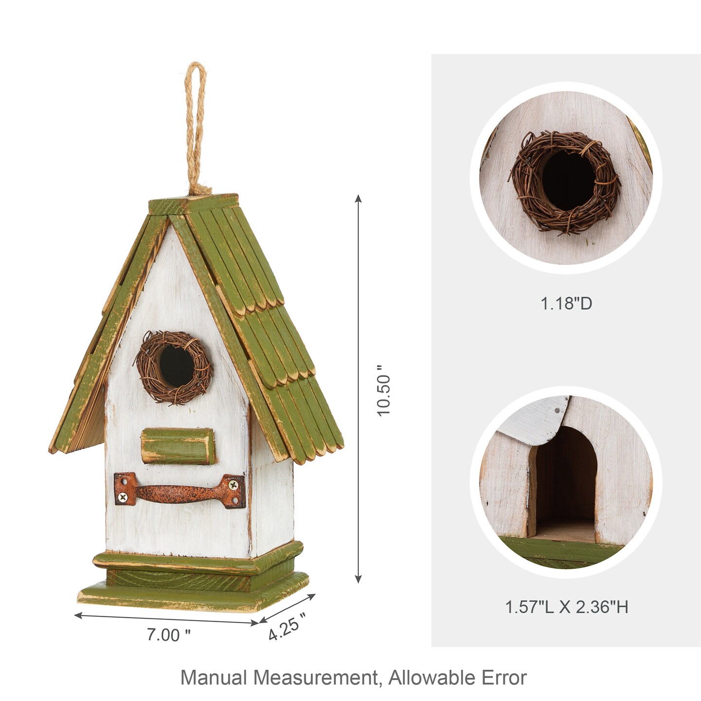 10.5&#x22;H Distressed Solid Wood Pigeon Loft Decorative Outdoor Garden Birdhouse