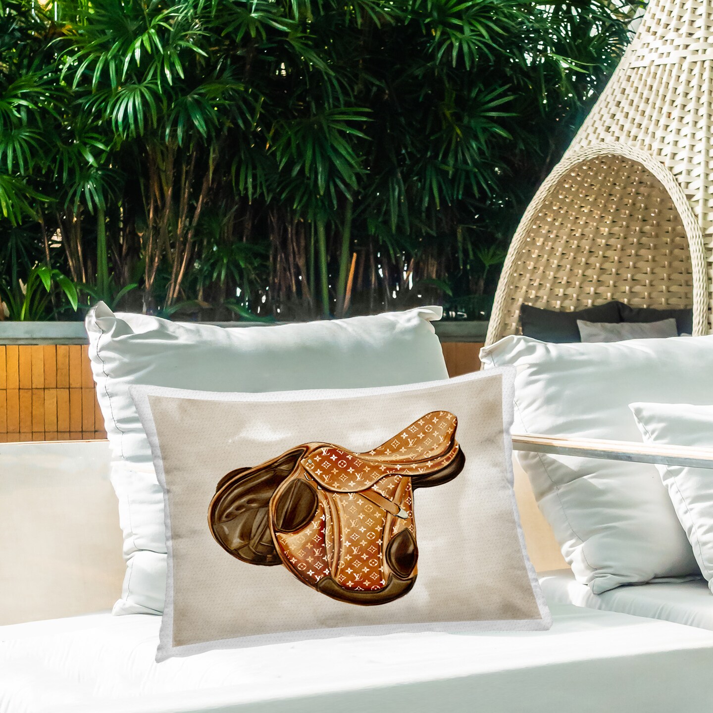 Designer Equestrian Saddle Design by Ziwei Li Outdoor Printed Pillow