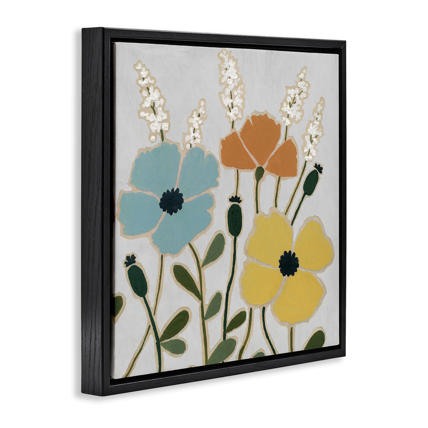 Stupell Industries Modern Primaries Blooms Framed Floater Canvas Wall Art Design by Carol Robinson