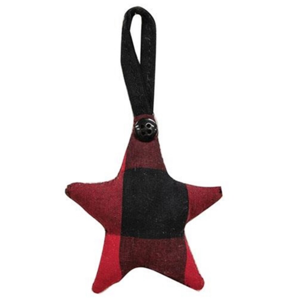 Red &#x26; Black Buffalo Check Fabric Star Hanger Ornament