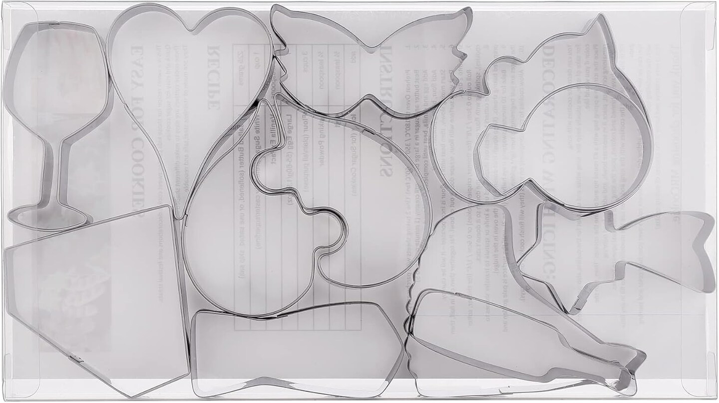 12-Piece Heart Shaped Cookie Cutter Set - Love &#x26; Wedding Molds