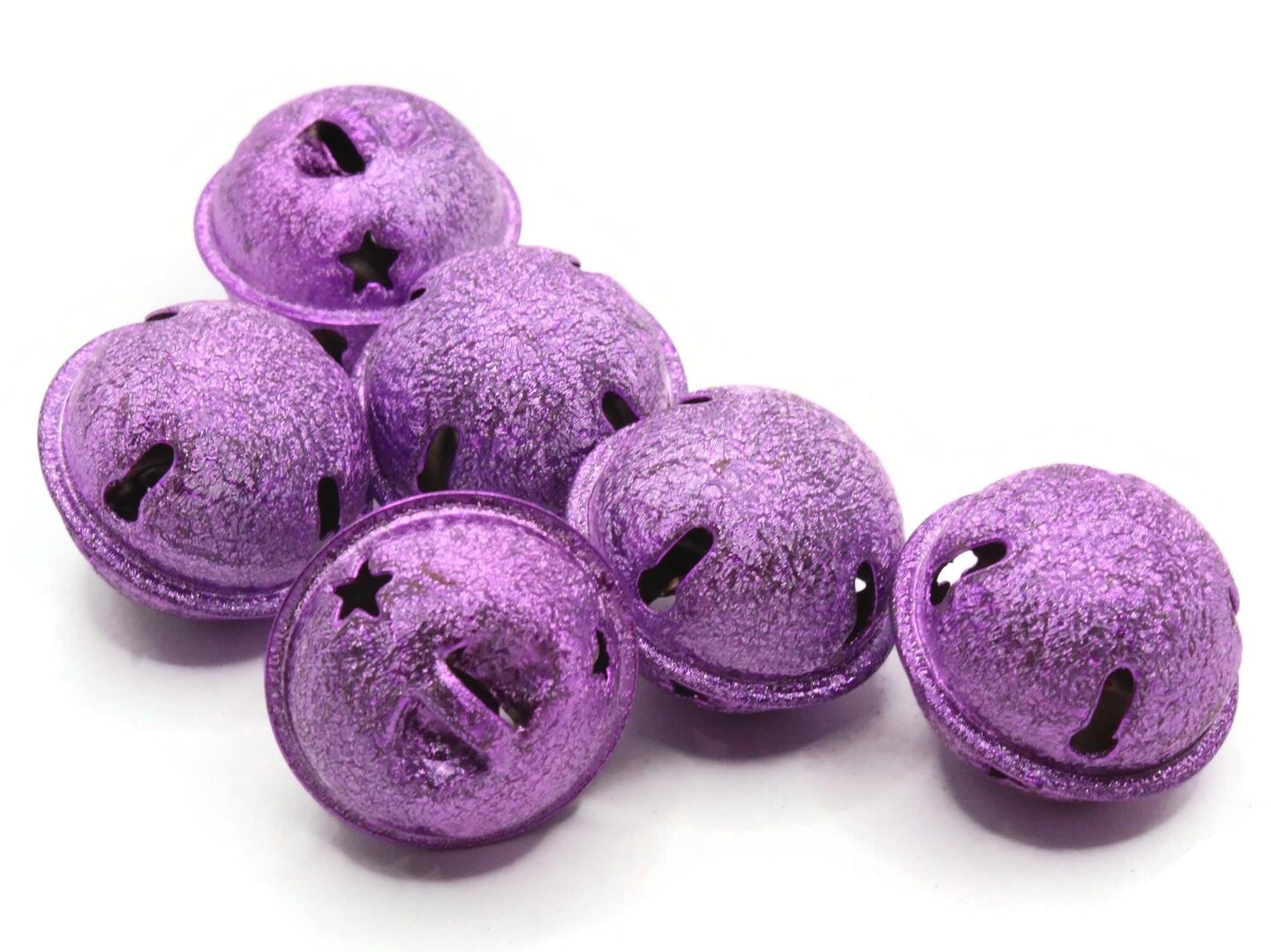 6 24mm Purple Jingle Bell Charms