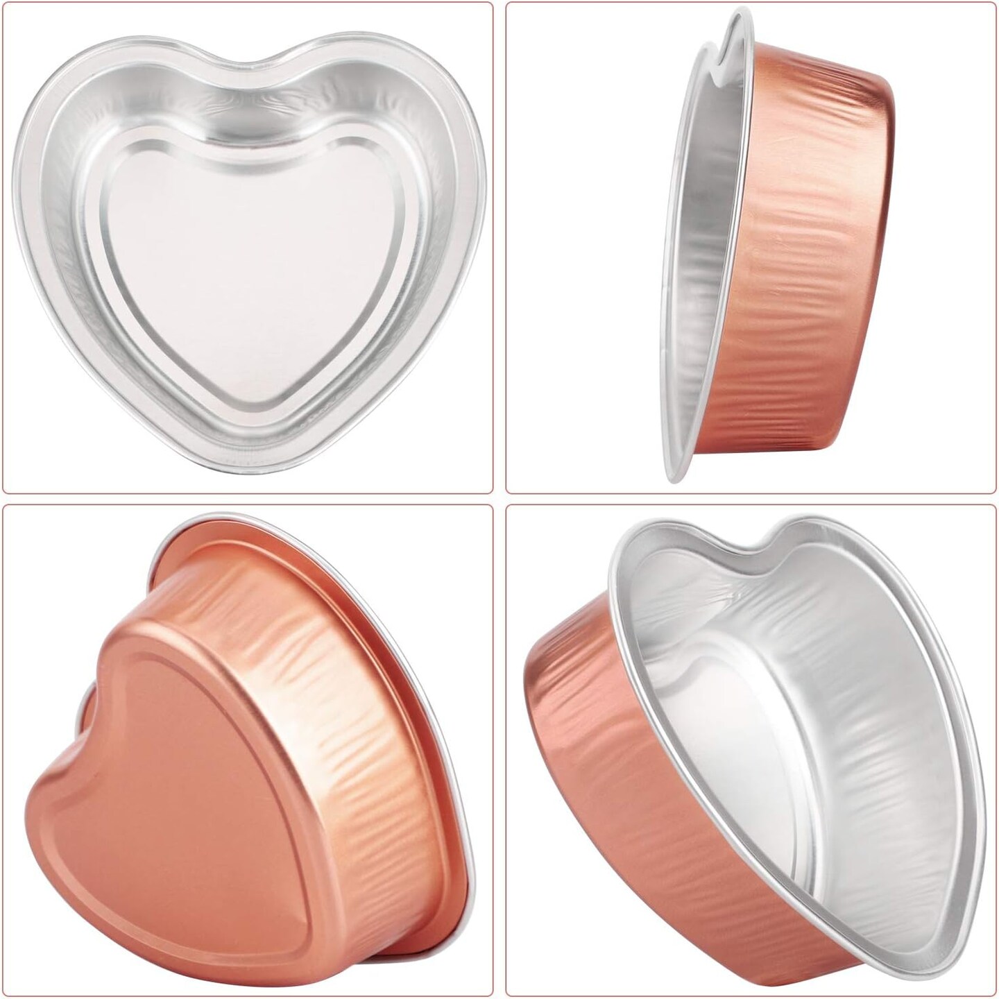 Mini Heart Shaped Cake Pans, 3.4oz 50pcs Desserts Flan, Baking Cups with Lids