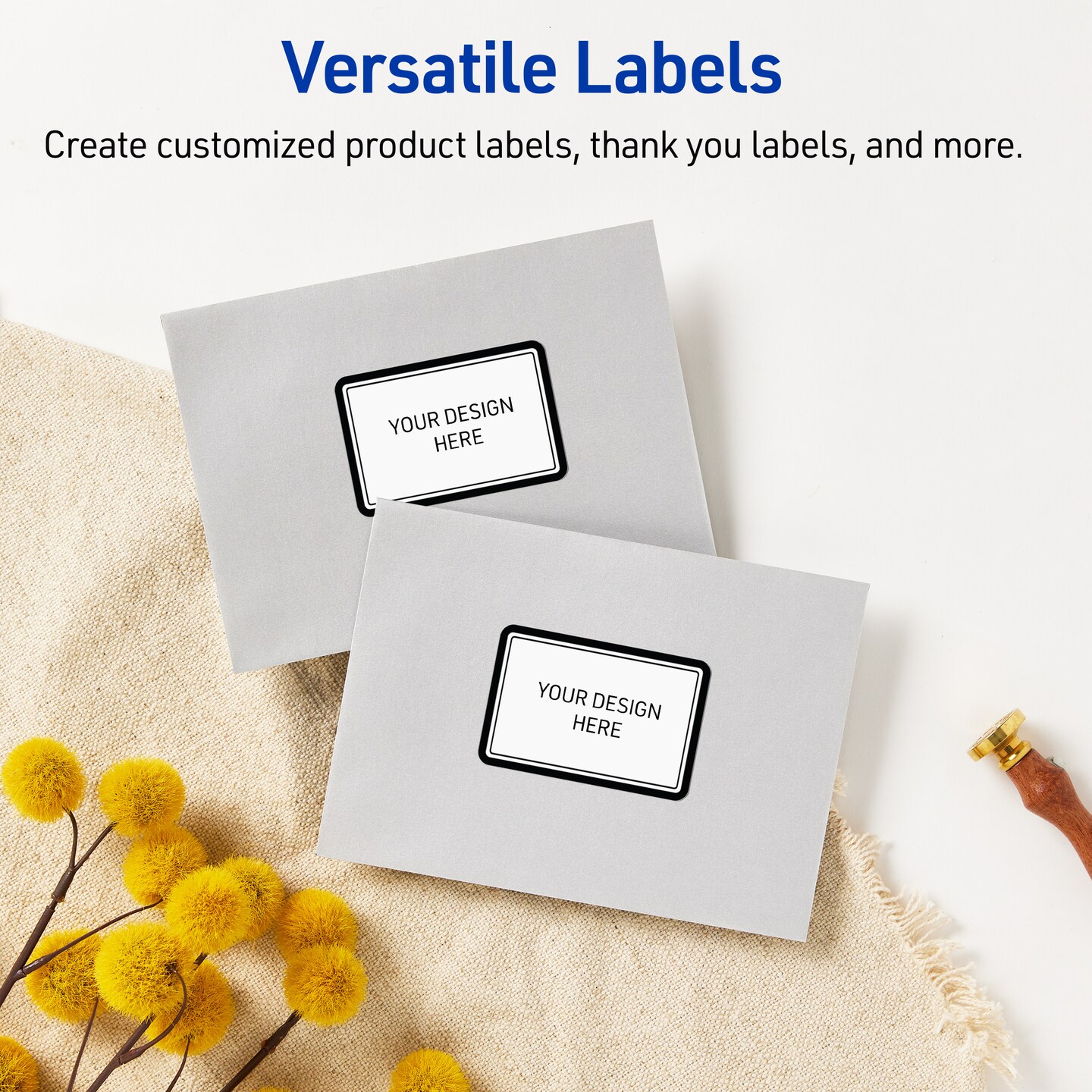 Avery Printable Rectangle Labels, Double Black Border, 4&#x22; x 3-1/3&#x22;, Glossy White Rectangle Labels, Permanent, Laser/Inkjet, 40ct, Great for Product Labels