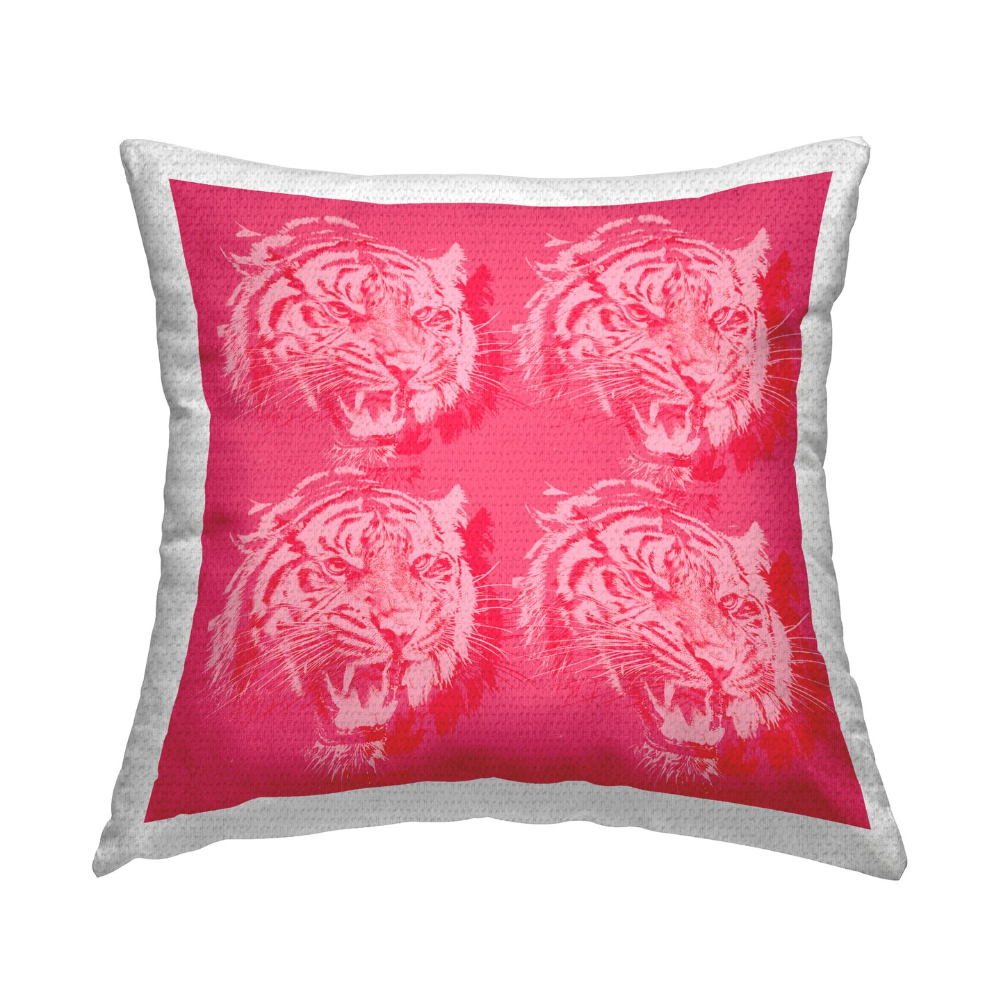 Pop Style Pink Tigers Design by Lil' Rue Outdoor Printed Pillow