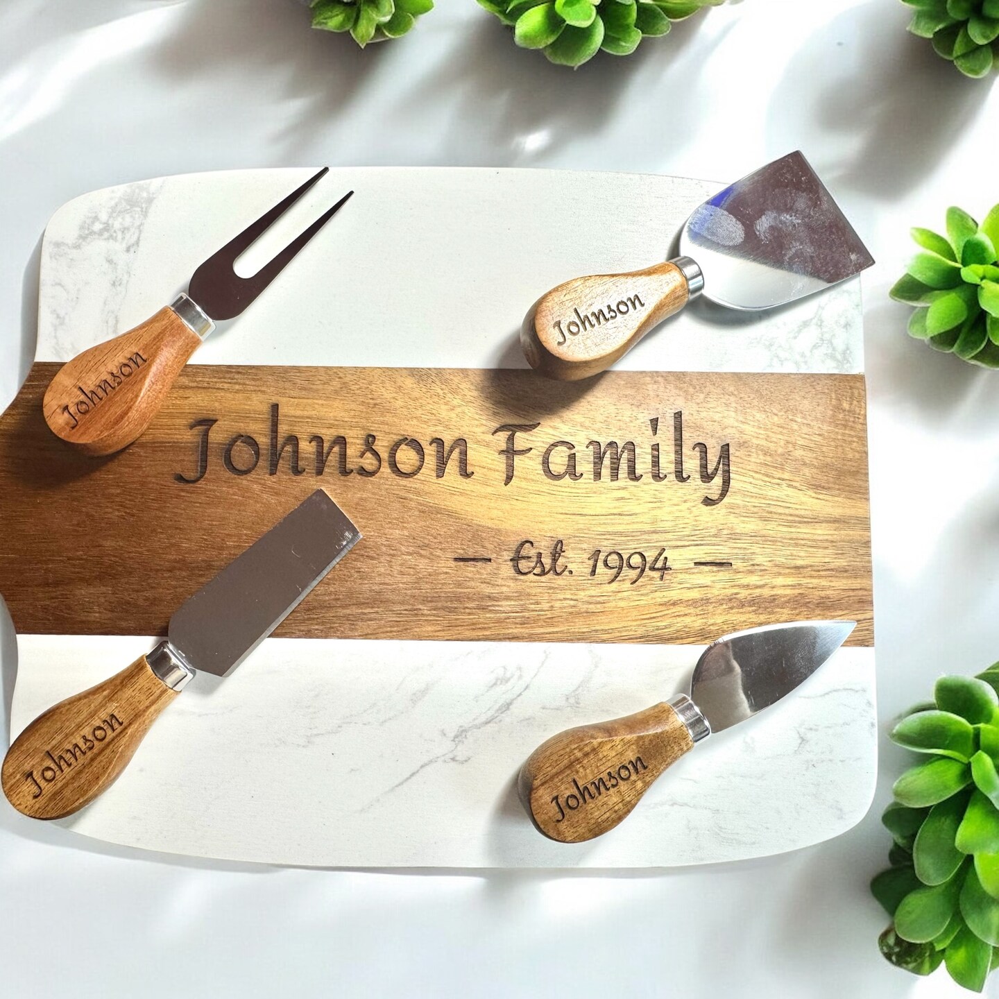 Elegant Marble and Acacia Wood Charcuterie Board Set | MakerPlace by ...