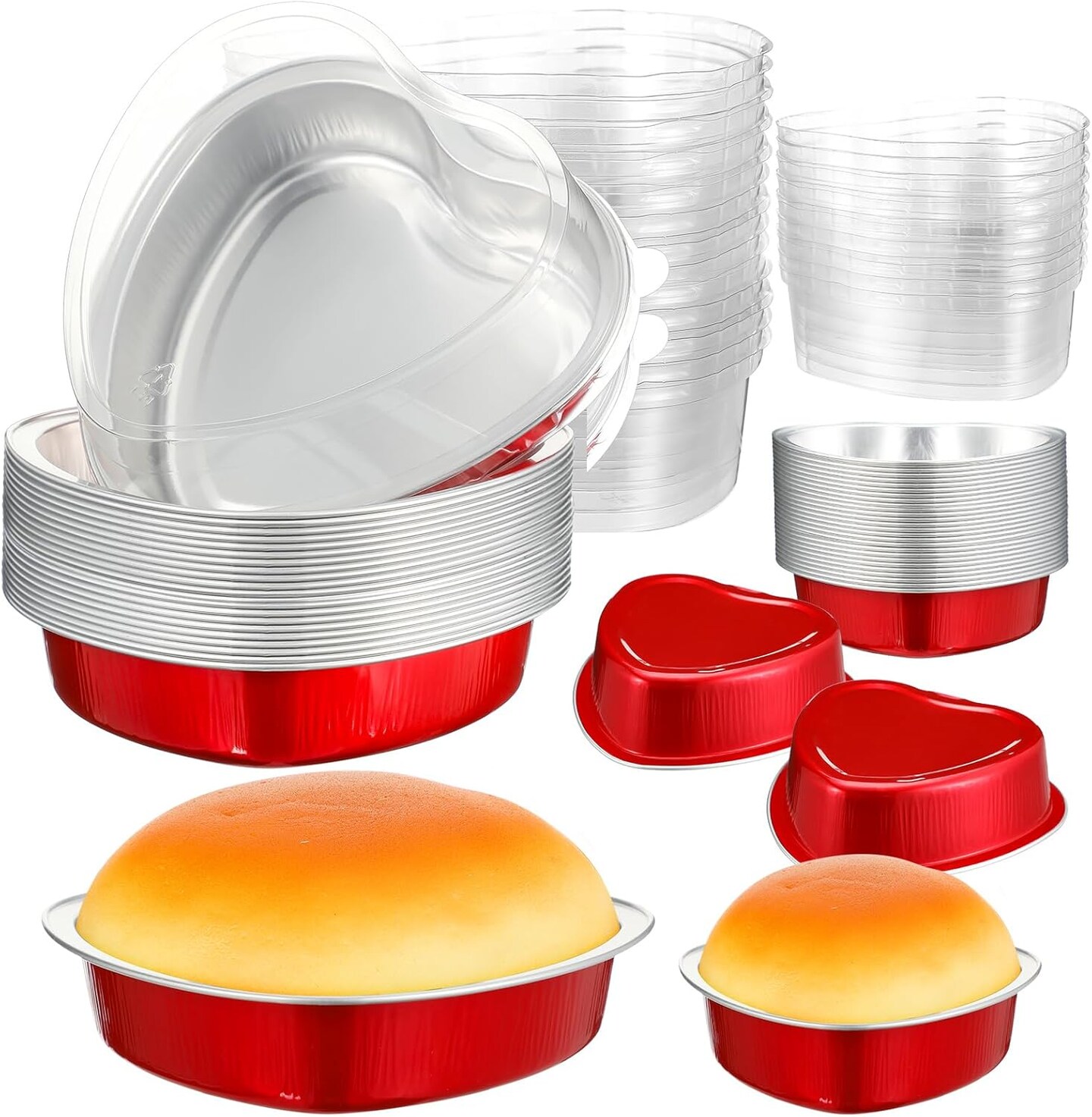 30 Pcs Heart Cake Pan Aluminum Heart Shaped Pan