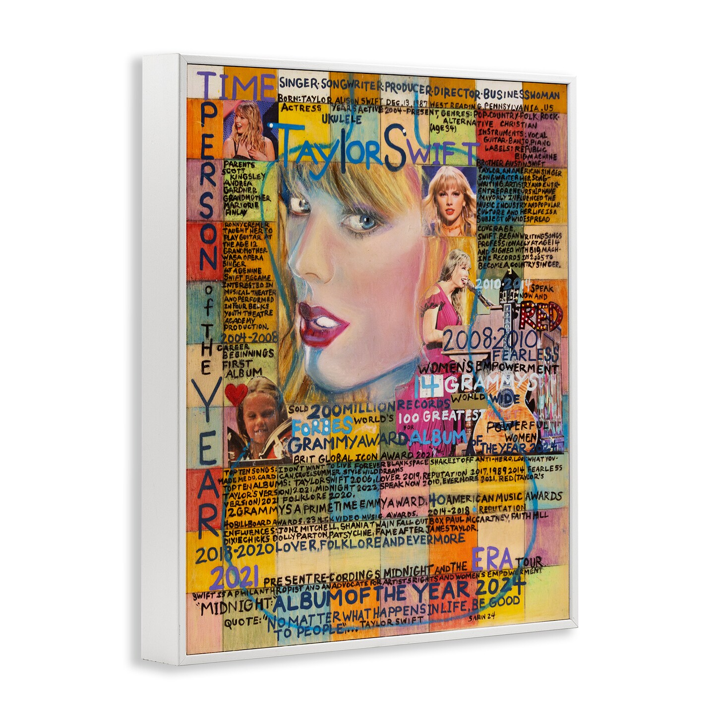 Stupell Industries Taylor Musician Collage Framed Giclee Wall Art Design by Sabin