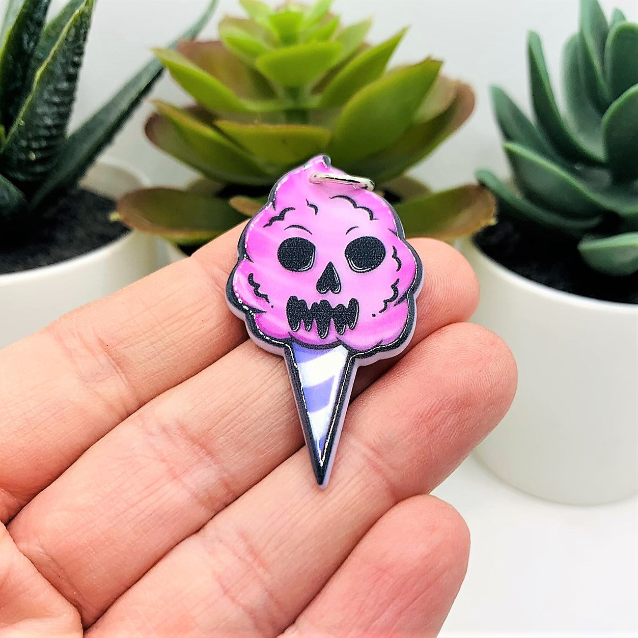 1, 4 or 20 Pieces: Pink Killer Cotton Candy Charms - Double Sided