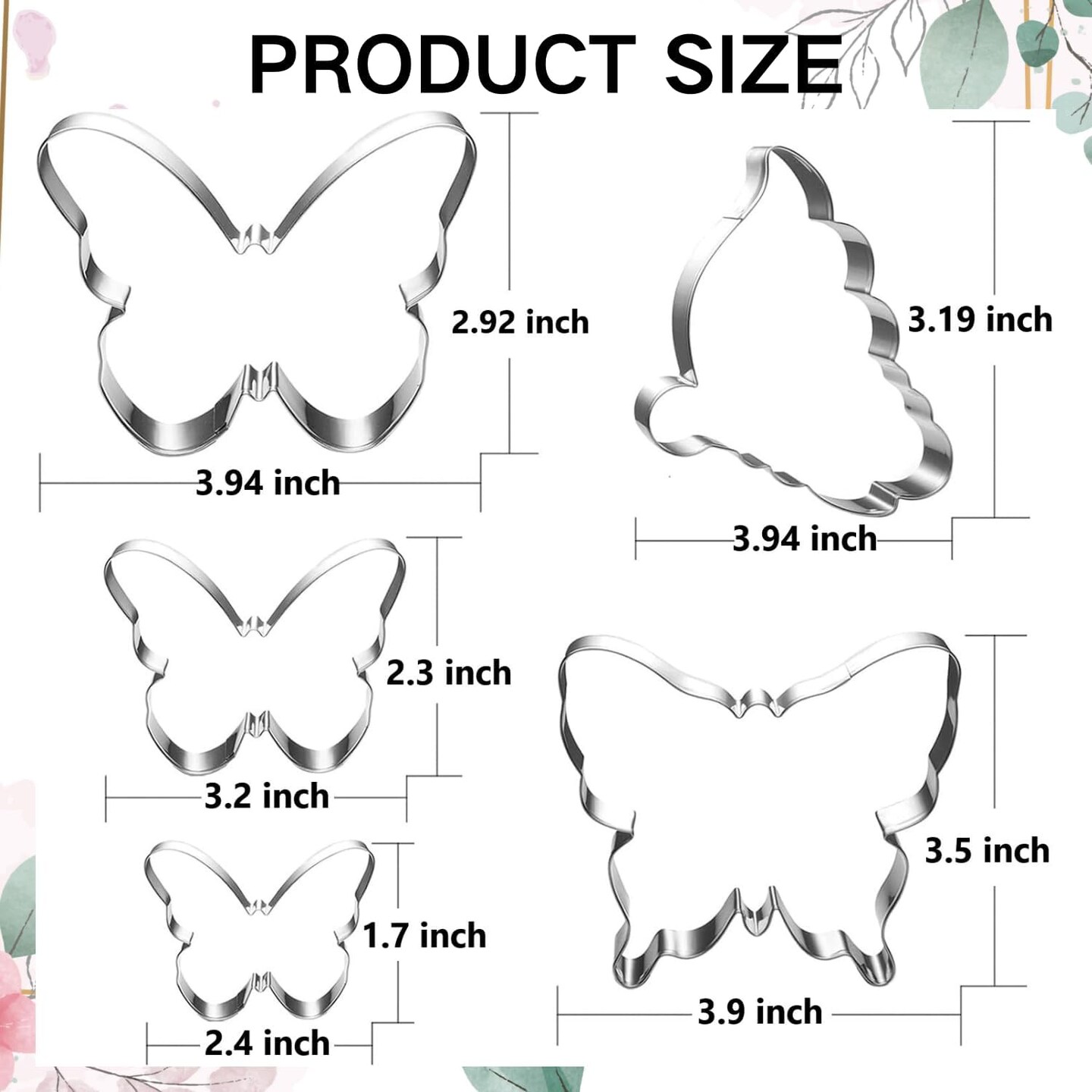Butterfly Cookie Cutter Set 5 Piece Butterfly Fondant Biscui Cutters