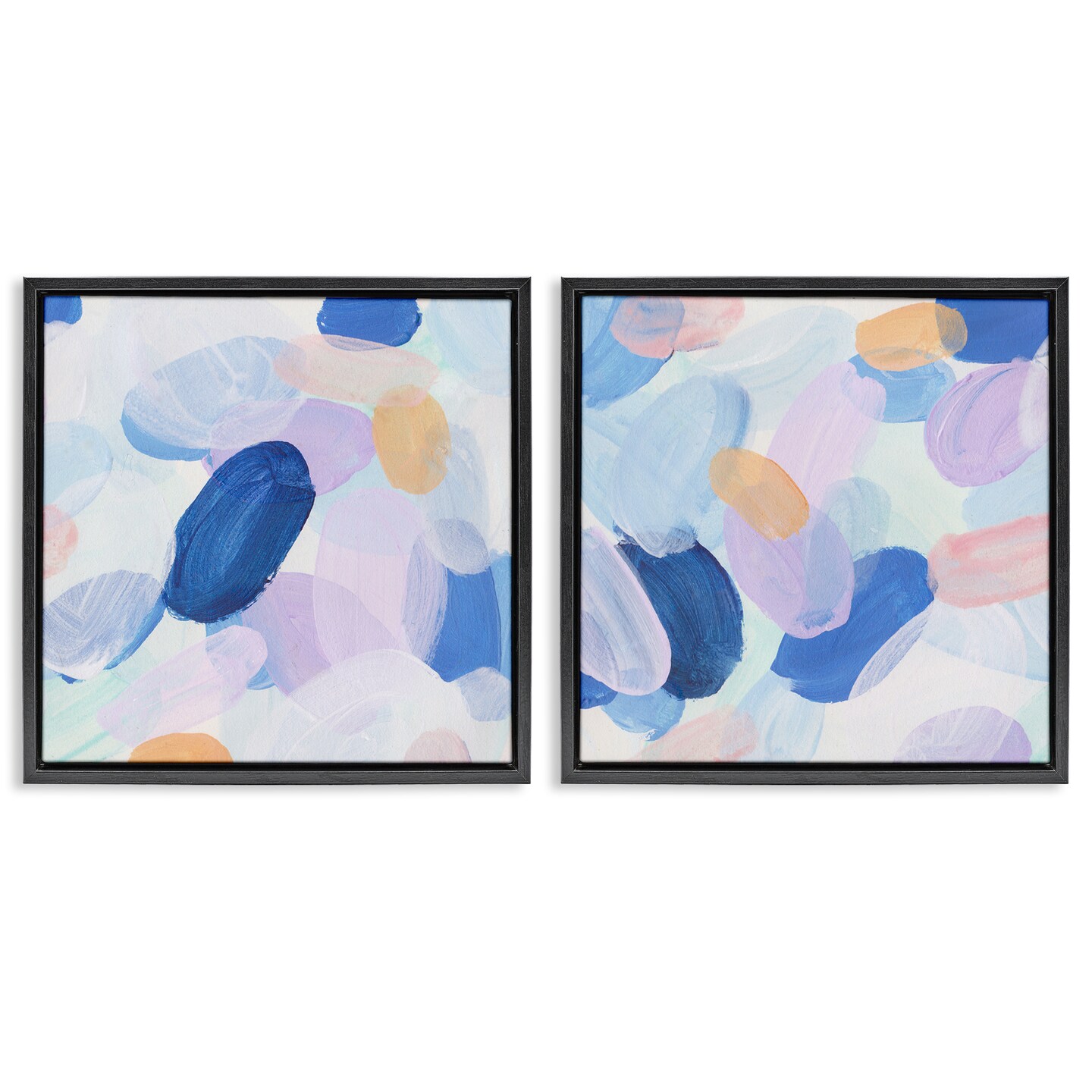 Stupell Industries Oval Lavender Blue Abstract 2 pc Framed Floater Canvas Wall Art Set Design by Melissa Wang