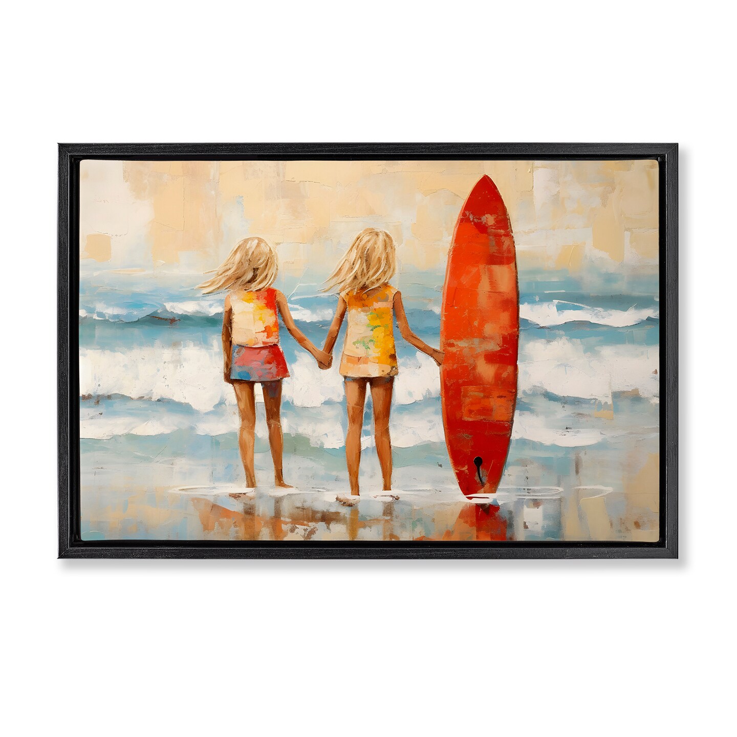 Stupell Industries Kids &#x26; Beach Surfboard Framed Floater Canvas Wall Art Design by Petal Prints Design