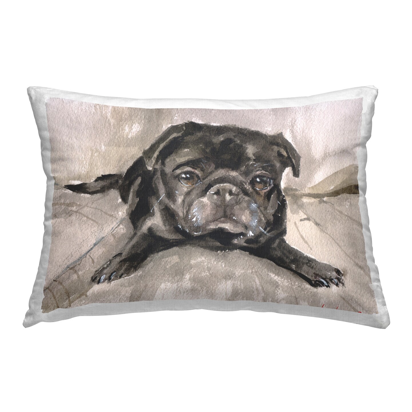 Cozy Black Pug Design by GeorgeDyachenkoArt Throw Pillow 