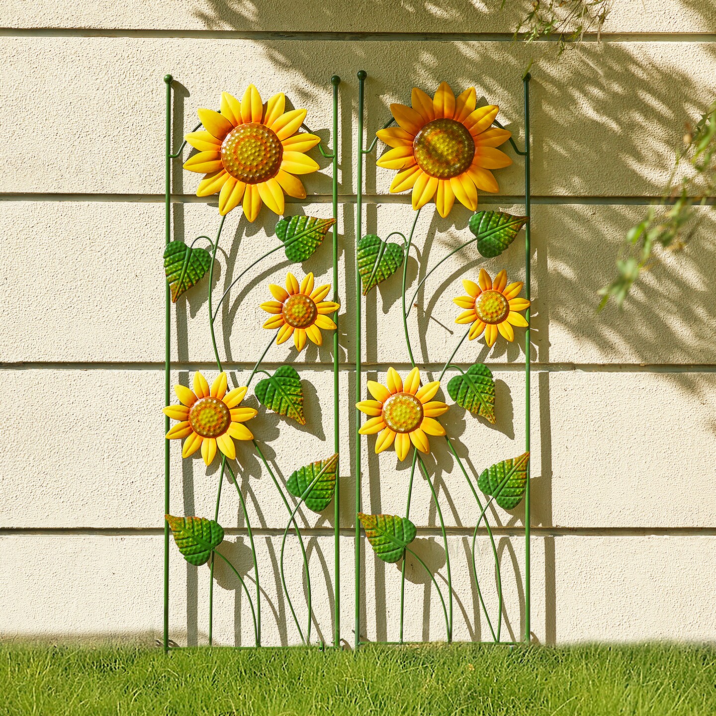 48&#x22;H Metal Sunflowers Garden Trellis, Garden Stakes