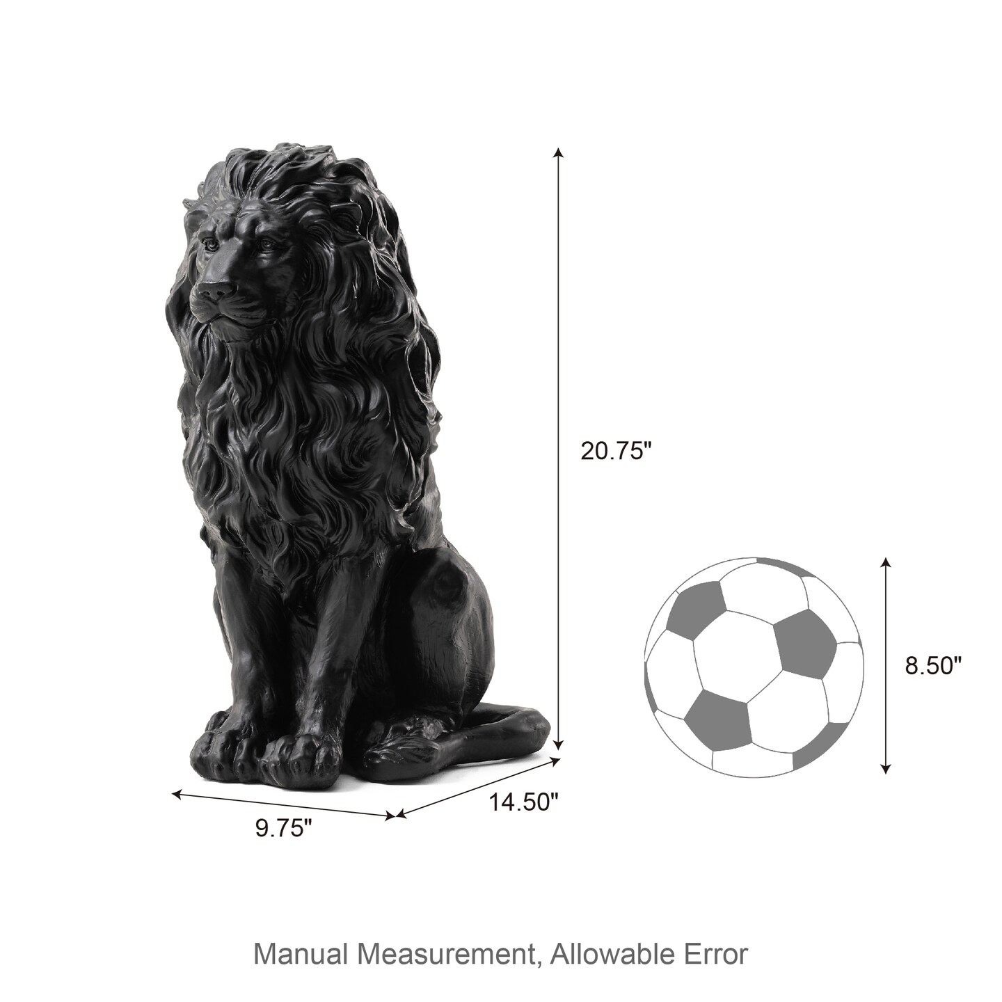 Set of 2 20.75&#x22;H Bronze/Black MGO Guardian Sitting Lion Statue