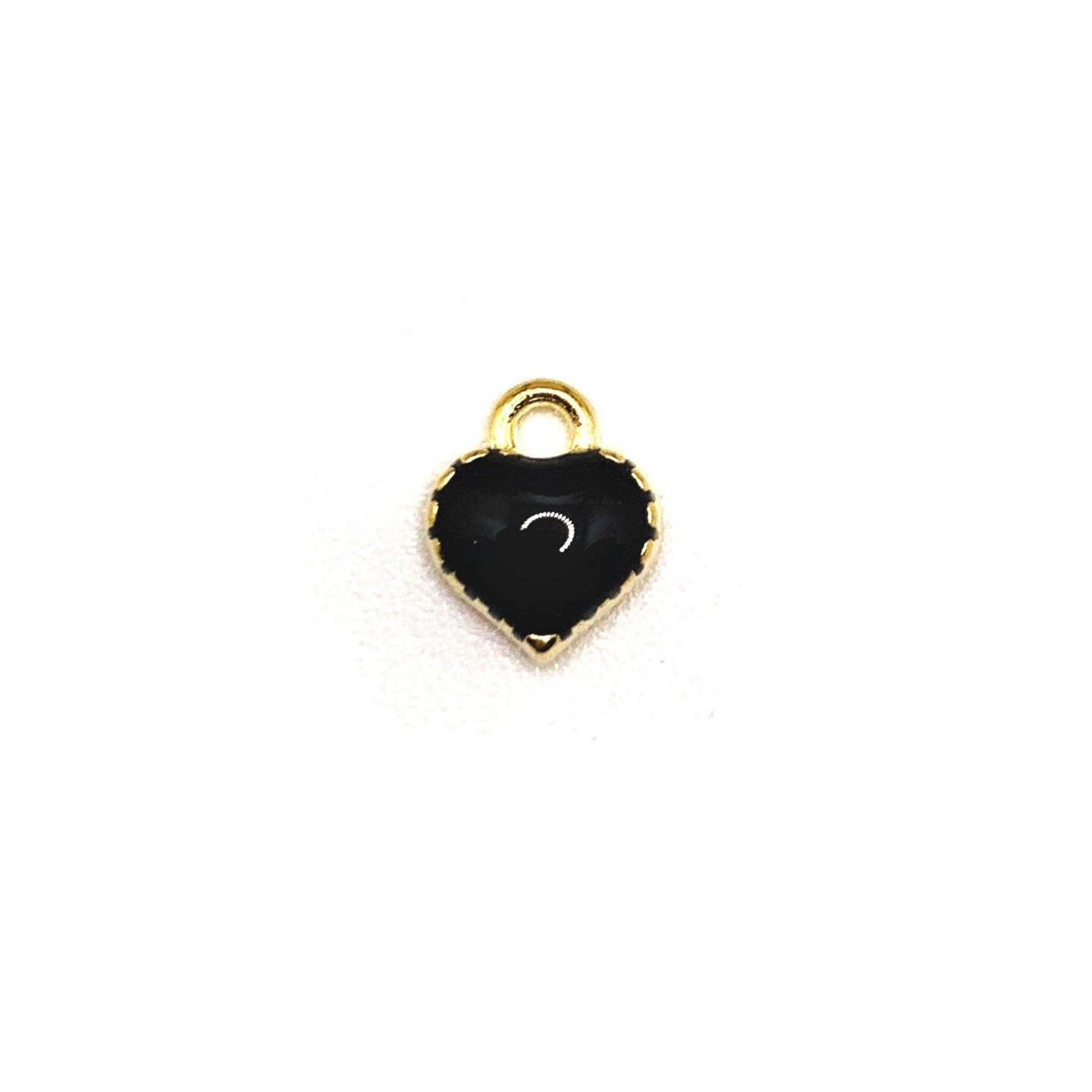 4, 20 or 50 Pieces: Tiny Black and Gold Enamel Heart Charms