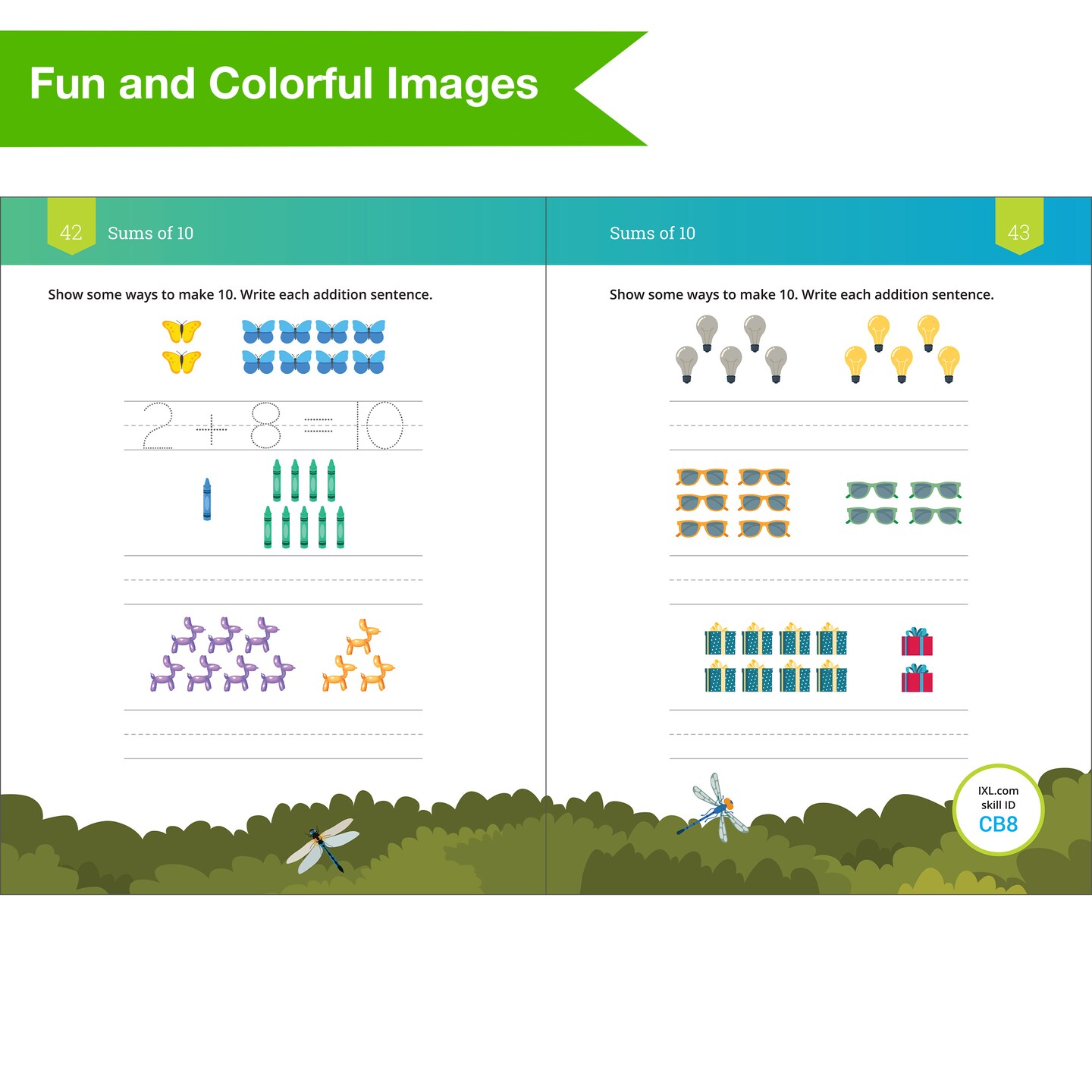 IXL Addition Kindergarten Workbooks, Math Book for Kids Ages 5-6 With Adding Activities Covering Counting Skills, Basic Mathematics Facts, and How to Add Numbers up to 10