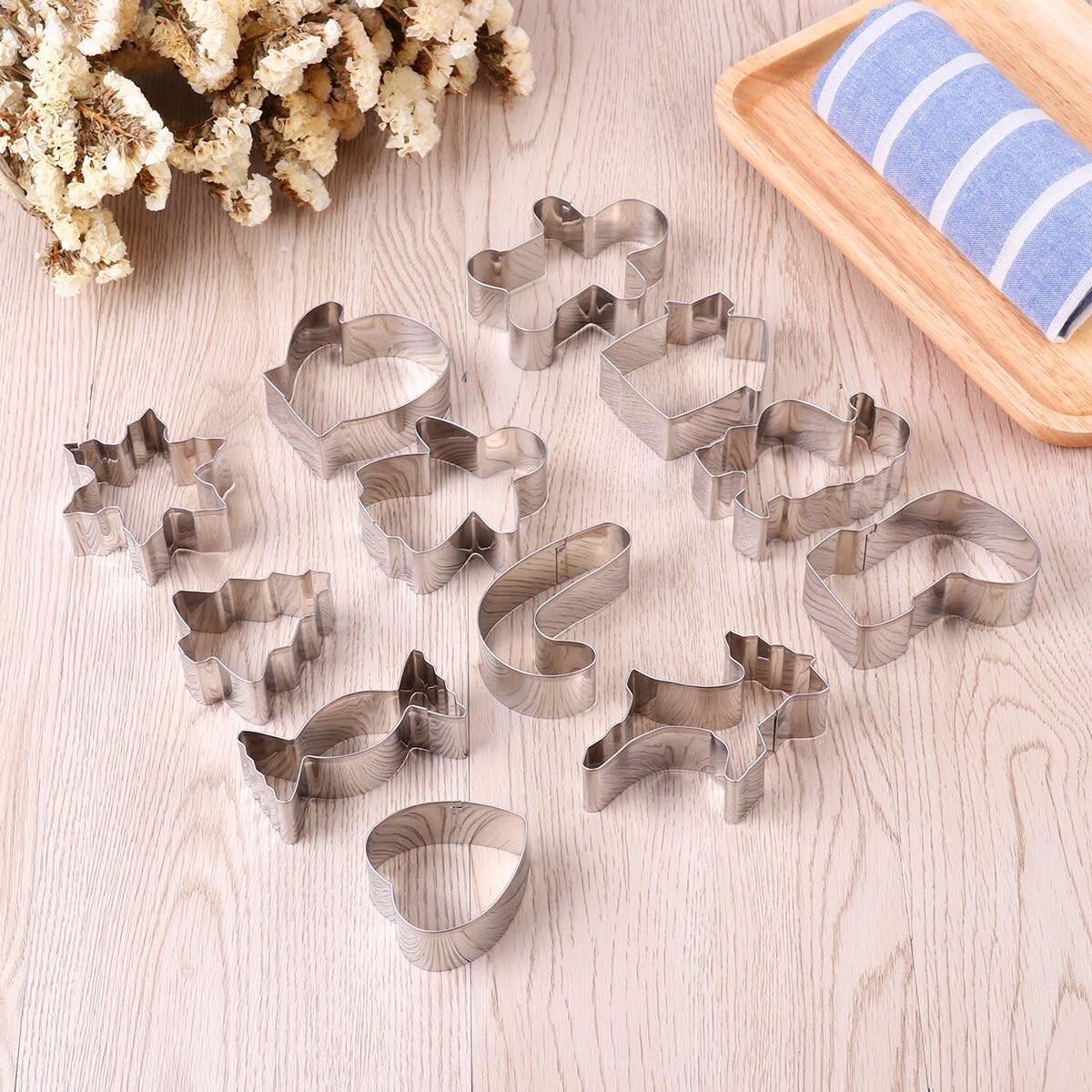 12-Piece Christmas Cookie Cutter Set - Gingerbread, Tree &#x26; More