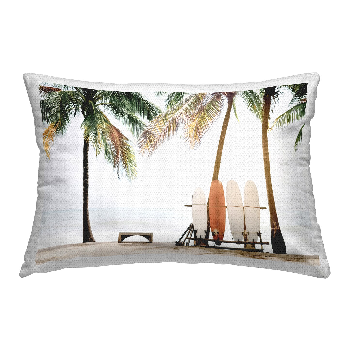 Hawaii Surfing View Outdoor Printed Pillow Design by Sisi and Seb, 14 x 7 x 20