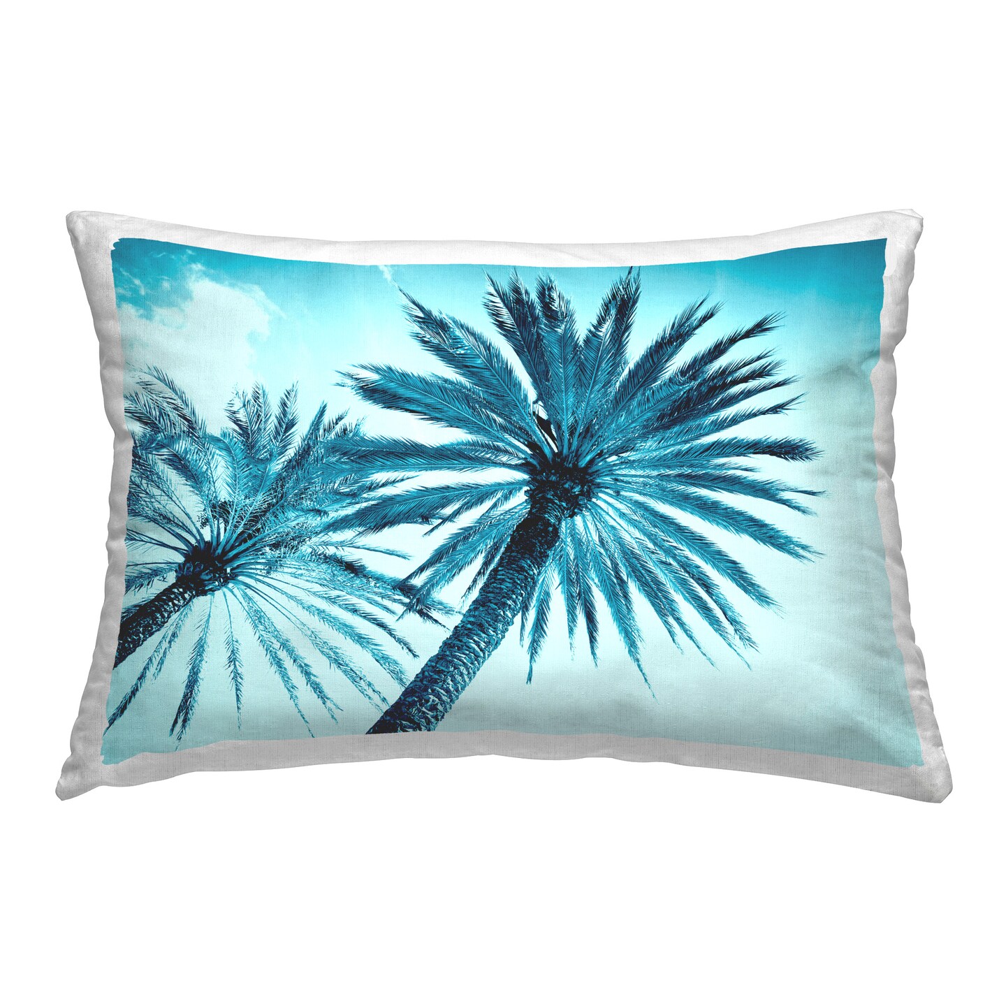 Blue Tropical Palms Design by Tai Prints Throw Pillow 