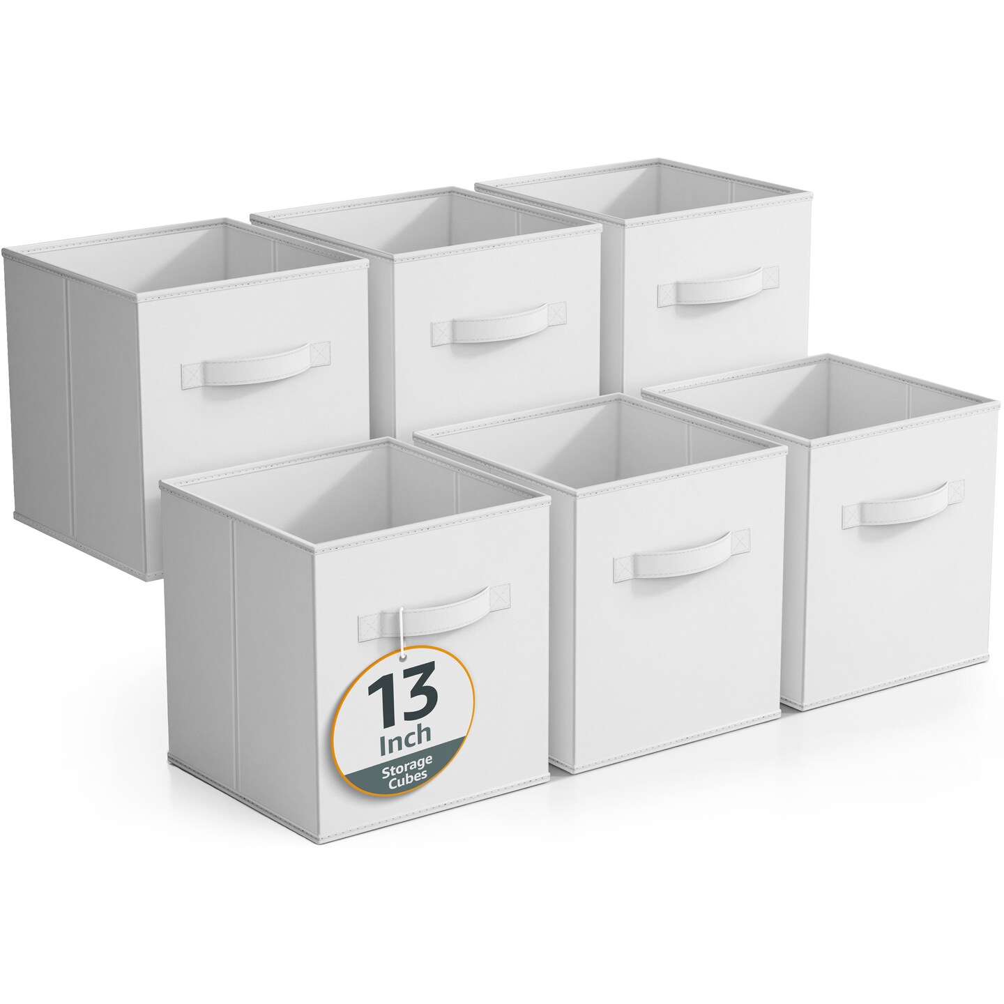 Sorbus 6 Pack 13 Inch Foldable Storage Cubes with Handles- for Organizing Home, Shelves, Nursery, Playroom, Closet and More
